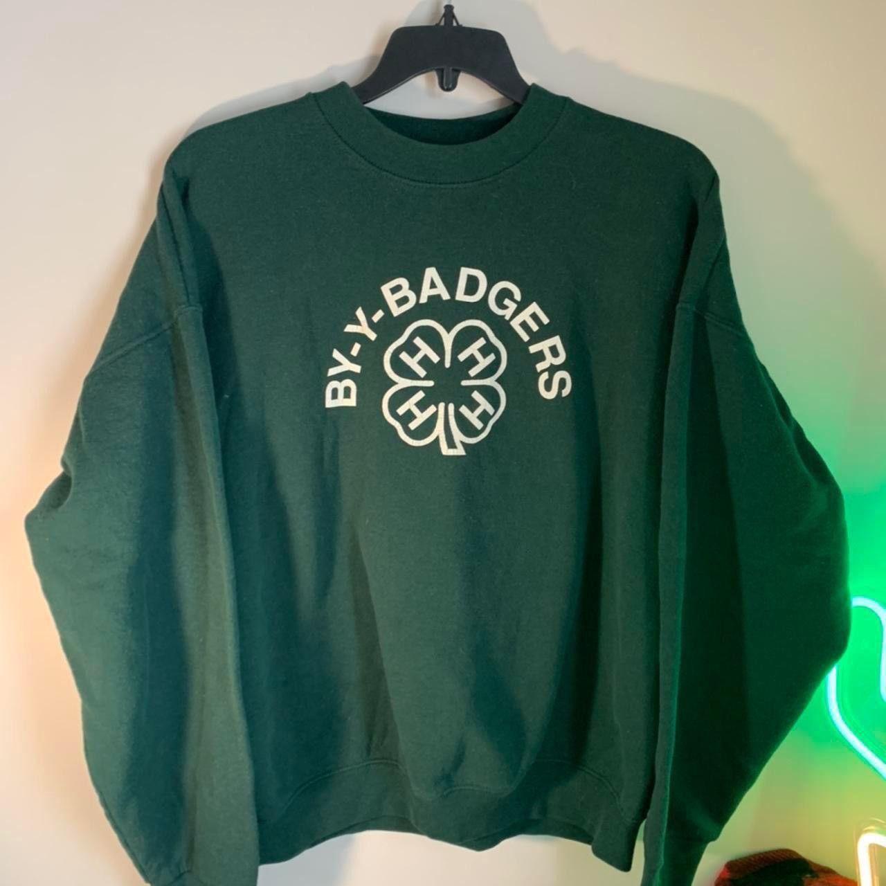 Fruit Of The Loom × Vintage Vintage 90s Forest Green Sweatshirt Size US XXL / EU 58 / 5 - 1 Thumbnail