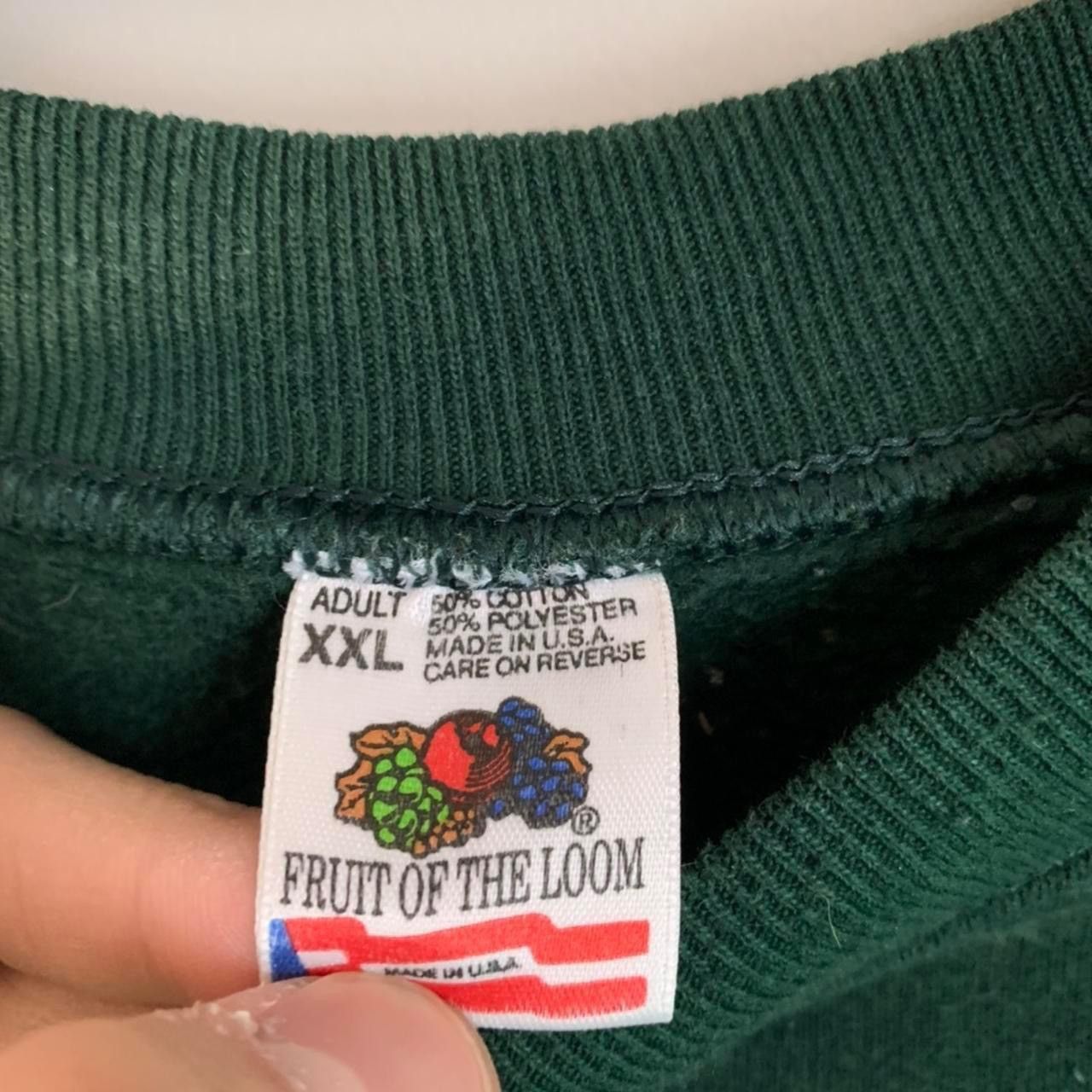 Fruit Of The Loom × Vintage Vintage 90s Forest Green Sweatshirt Size US XXL / EU 58 / 5 - 3 Thumbnail