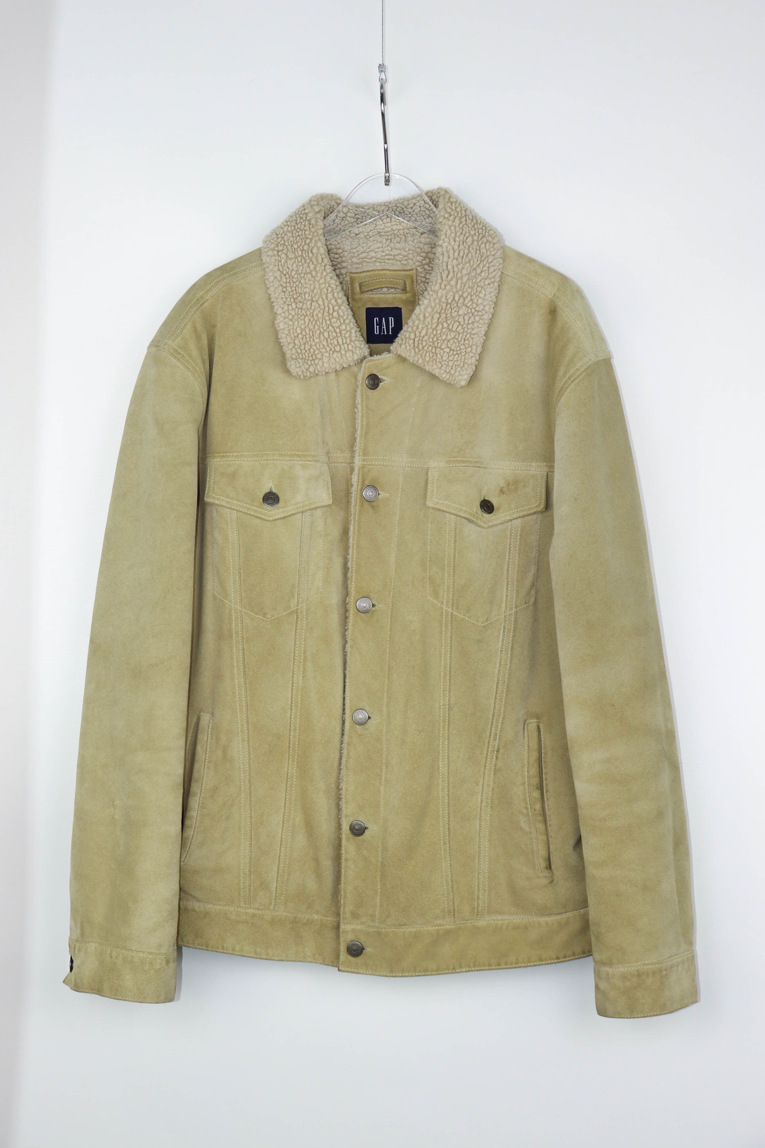 Gap Y2K Vintage GAP Beige Cow Leather Zip Jacket | Grailed