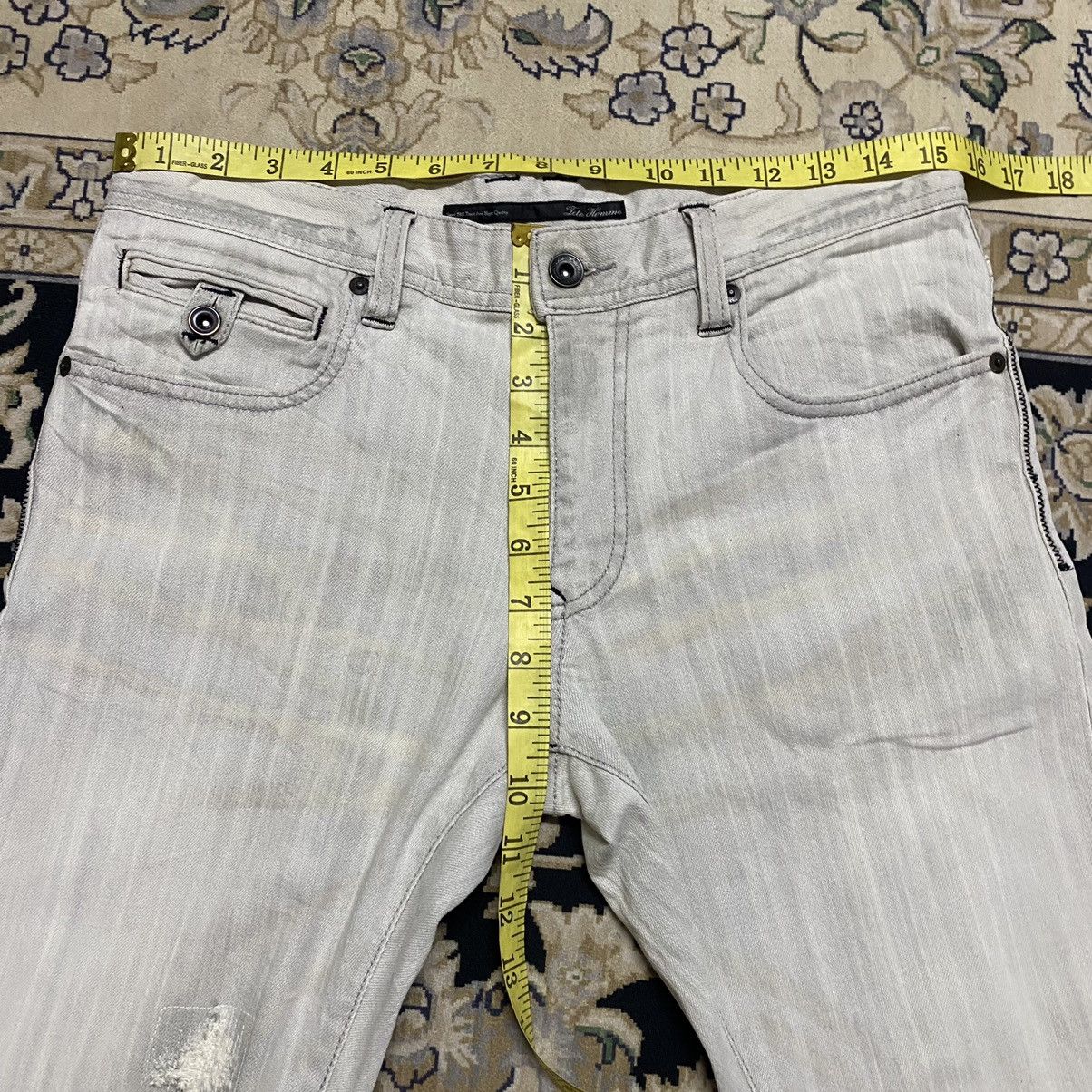 Japanese Brand TETE HOMME Distressed Jeans Slim Fit Stretch Size US 30 / EU 46 - 18 Thumbnail