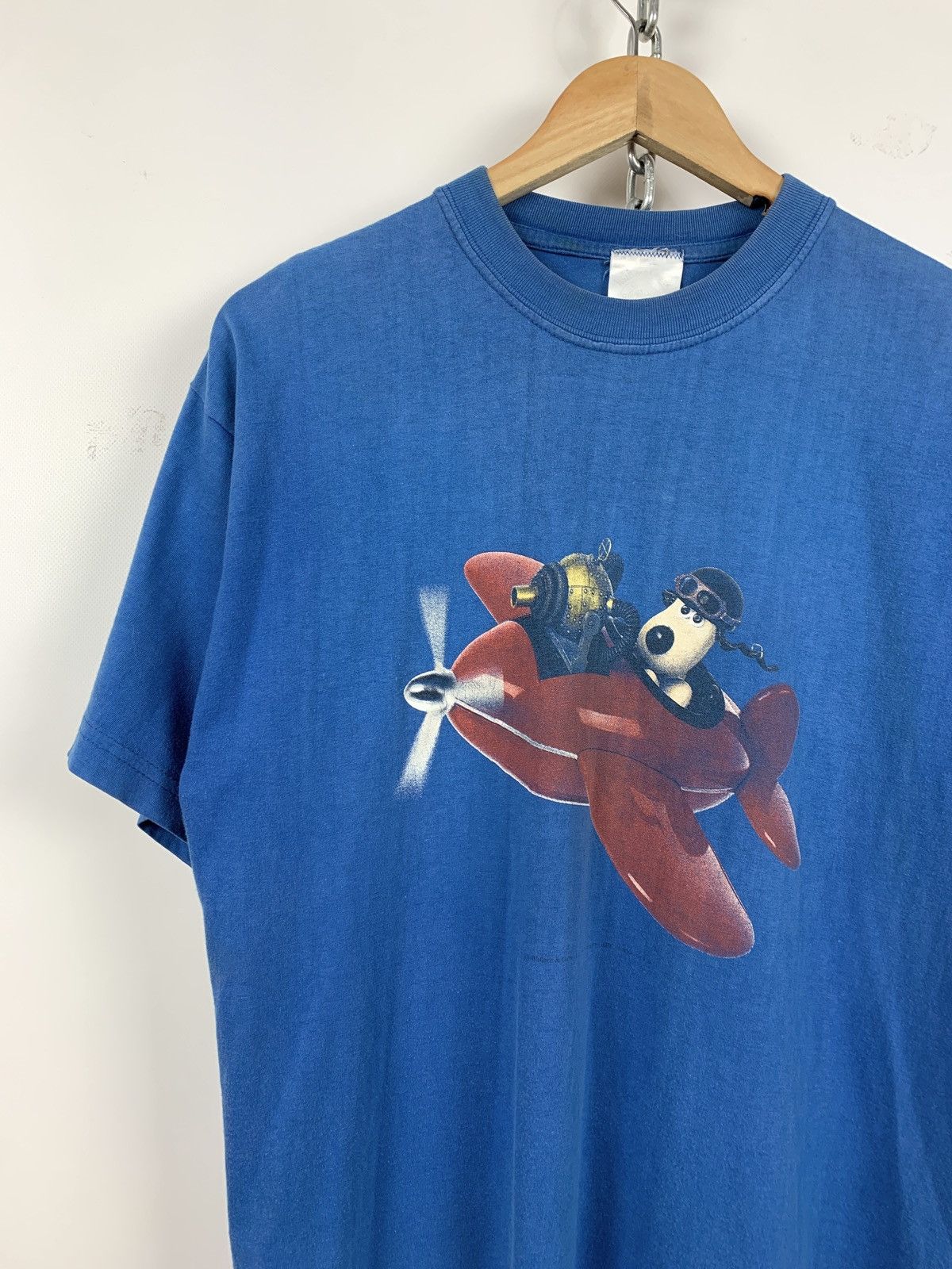 Cartoon Network 1989 Vintage Wallace & Gromit Pilot BiPlane T-Shirt Size US M / EU 48-50 / 2 - 3 Thumbnail
