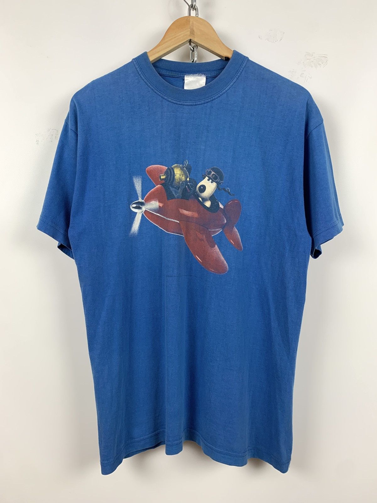 Cartoon Network 1989 Vintage Wallace & Gromit Pilot BiPlane T-Shirt Size US M / EU 48-50 / 2 - 2 Thumbnail