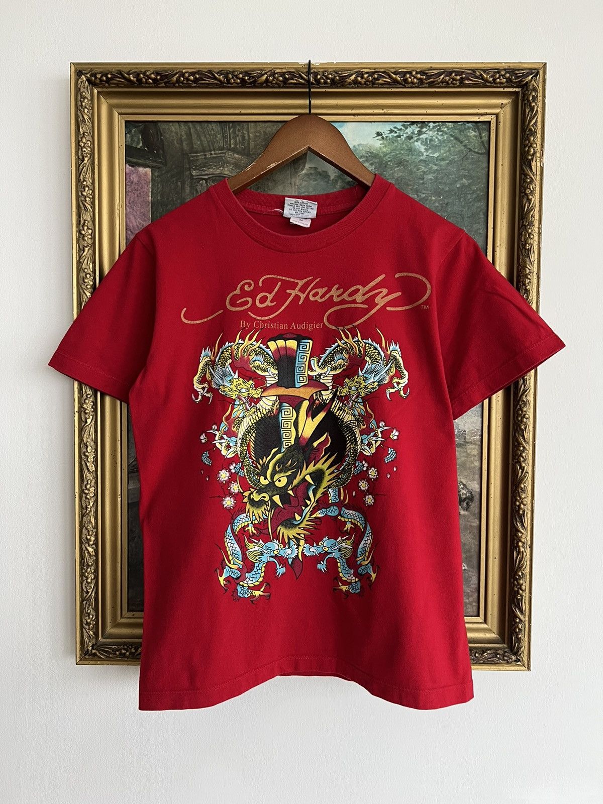Ed Hardy Ed Hardy Christian Audigier Dragon Streetwear Red Tee Size US S / EU 44-46 / 1 - 1 Thumbnail