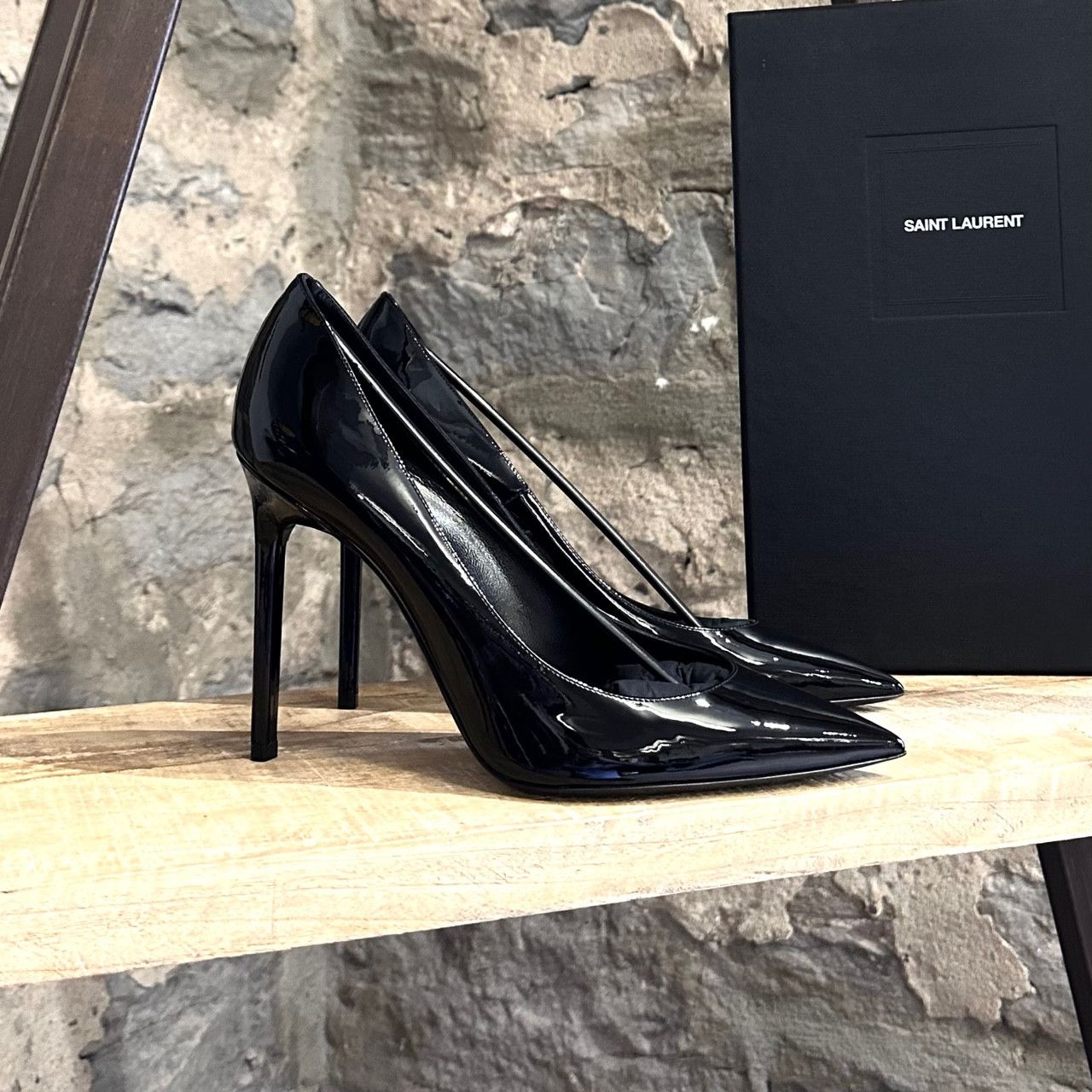 Saint Laurent Paris Saint Laurent Black Patent Anja 105 Pumps Size US 11 / IT 41 - 1 Thumbnail