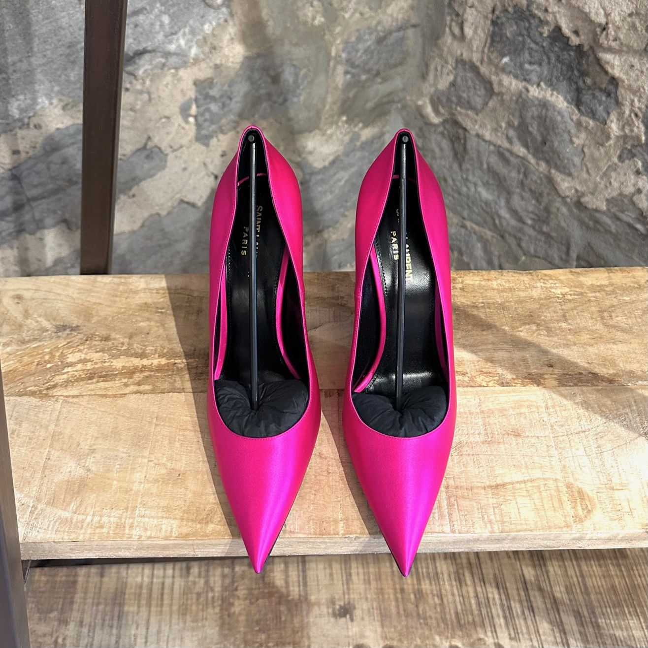 Saint Laurent Paris Saint Laurent Hot Pink Satin Marylin 110 Pumps Size US 11 / IT 41 - 2 Thumbnail