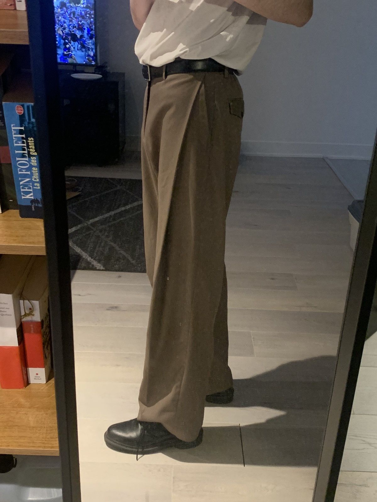 Olive Wide Single Pleat Pants Size US 34 / EU 50 - 5 Thumbnail