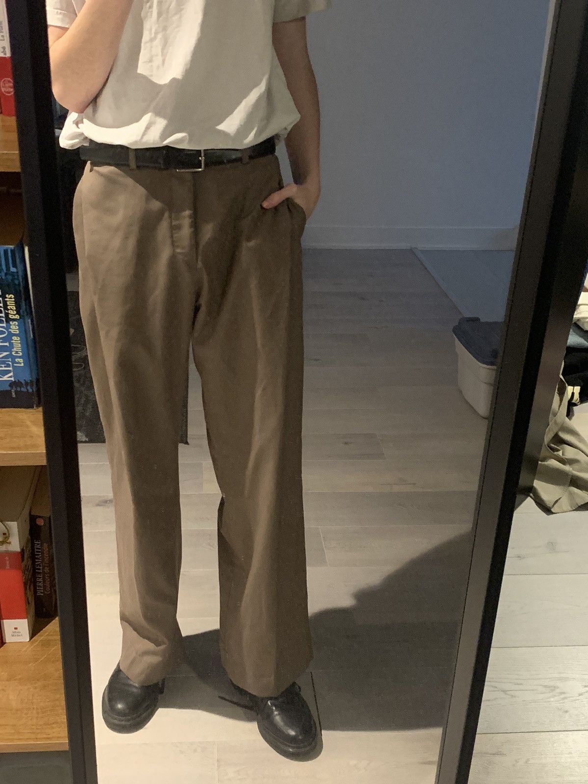 Olive Wide Single Pleat Pants Size US 34 / EU 50 - 4 Thumbnail