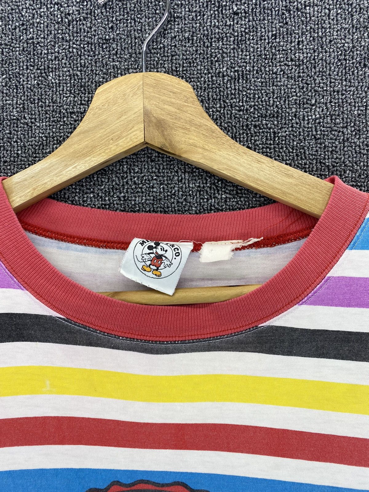 Disney Vintage Mickey Mouse Multicolour Stripes Tee T Shirts Size US M / EU 48-50 / 2 - 5 Thumbnail