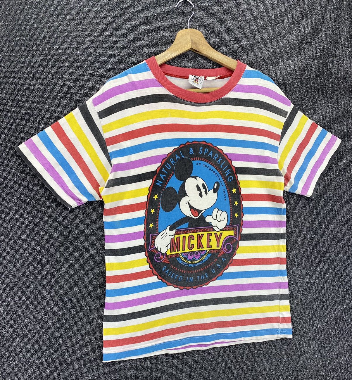Disney Vintage Mickey Mouse Multicolour Stripes Tee T Shirts Size US M / EU 48-50 / 2 - 2 Thumbnail
