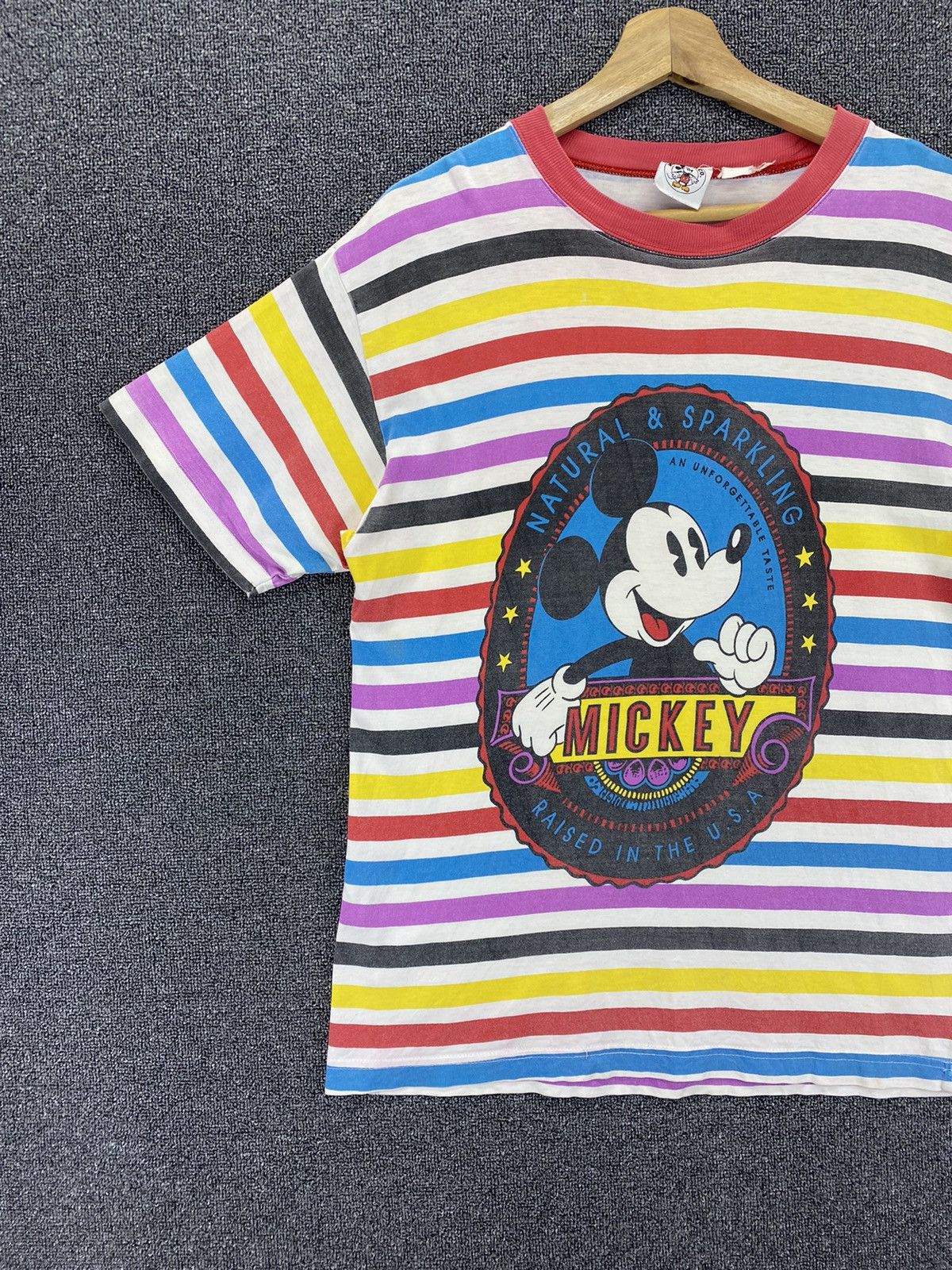 Disney Vintage Mickey Mouse Multicolour Stripes Tee T Shirts Size US M / EU 48-50 / 2 - 3 Thumbnail