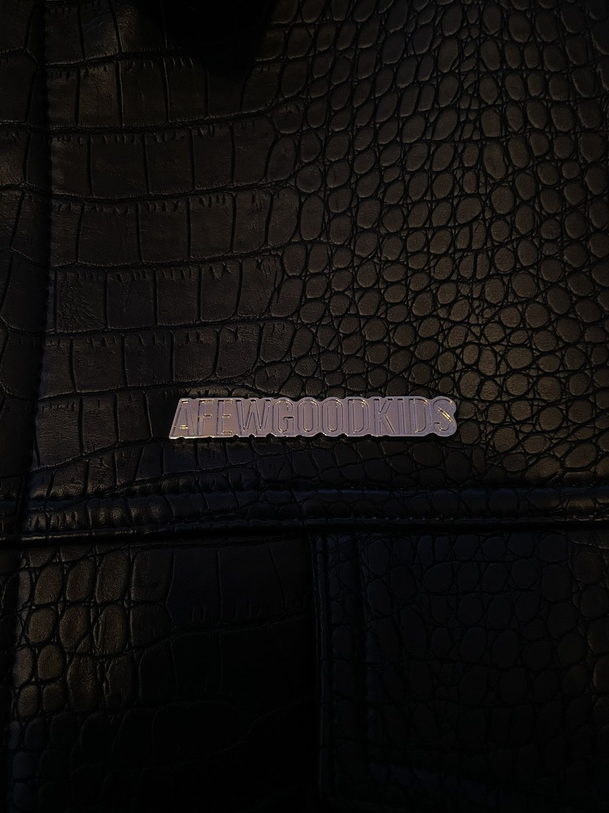 Luxury Crocodile Print Leather Jacket - DONCARE Size US L / EU 52-54 / 3 - 4 Thumbnail