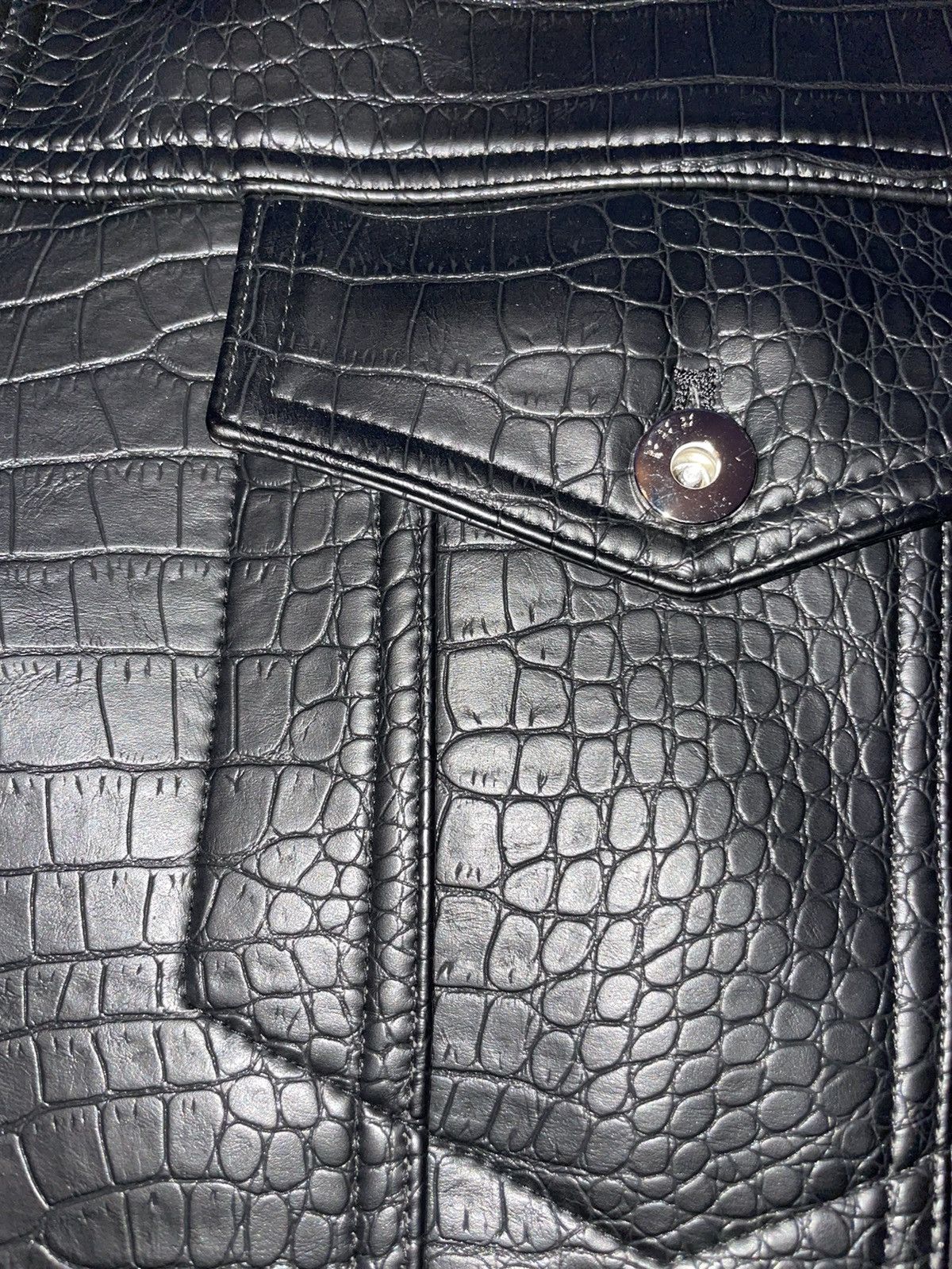 Luxury Crocodile Print Leather Jacket - DONCARE Size US L / EU 52-54 / 3 - 3 Thumbnail