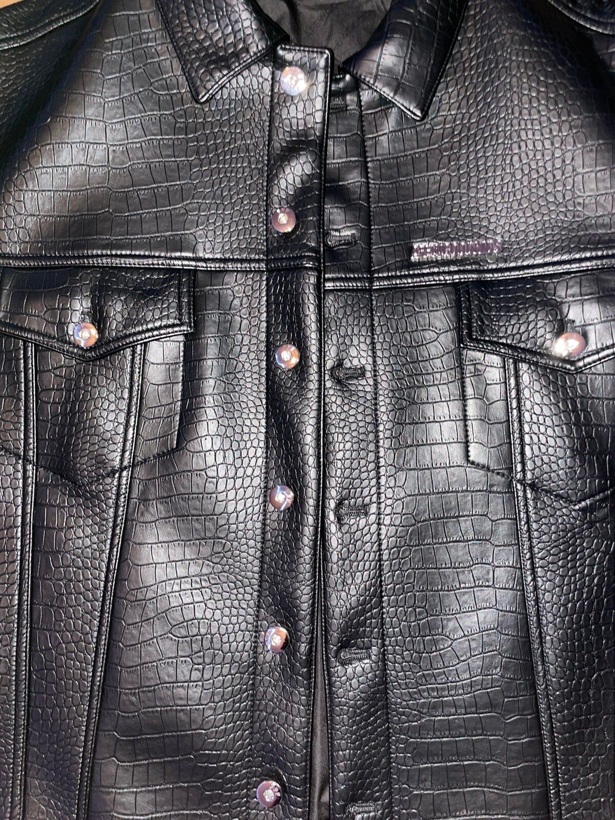 Luxury Crocodile Print Leather Jacket - DONCARE Size US L / EU 52-54 / 3 - 2 Preview