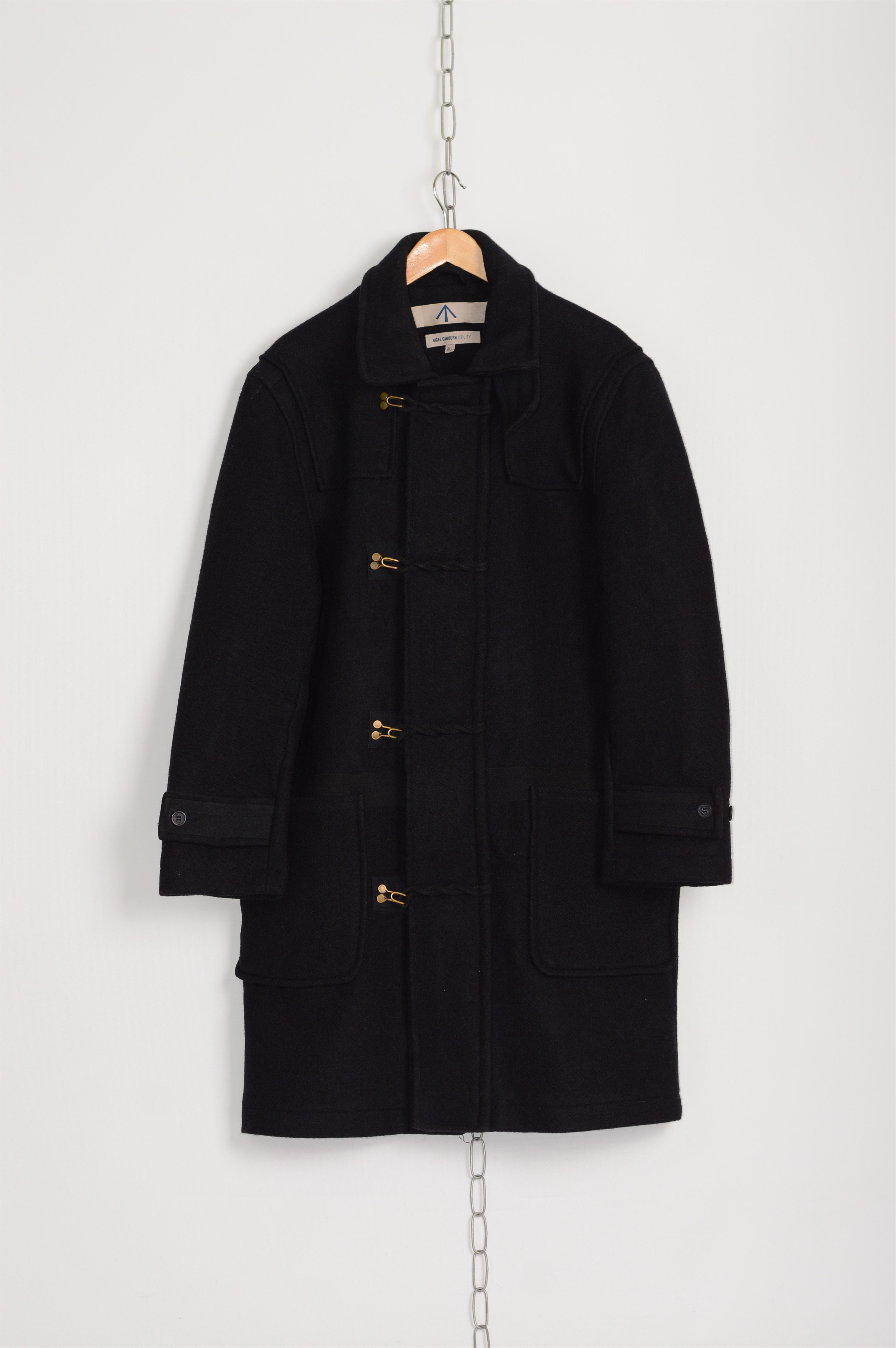 image of Nigel Cabourn Utility Wool Coat in Black, Men's (Size Large)