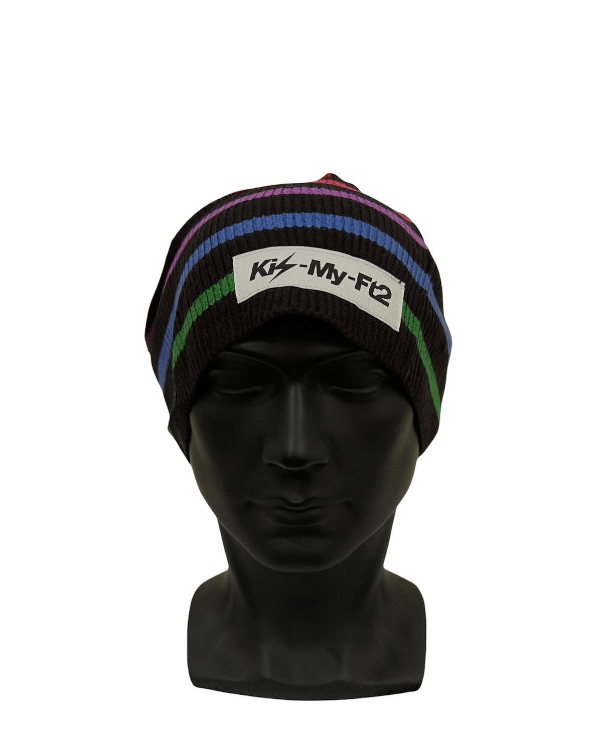 Vintage vintage Striped Design Beanie Hat Size ONE SIZE - 2 Thumbnail