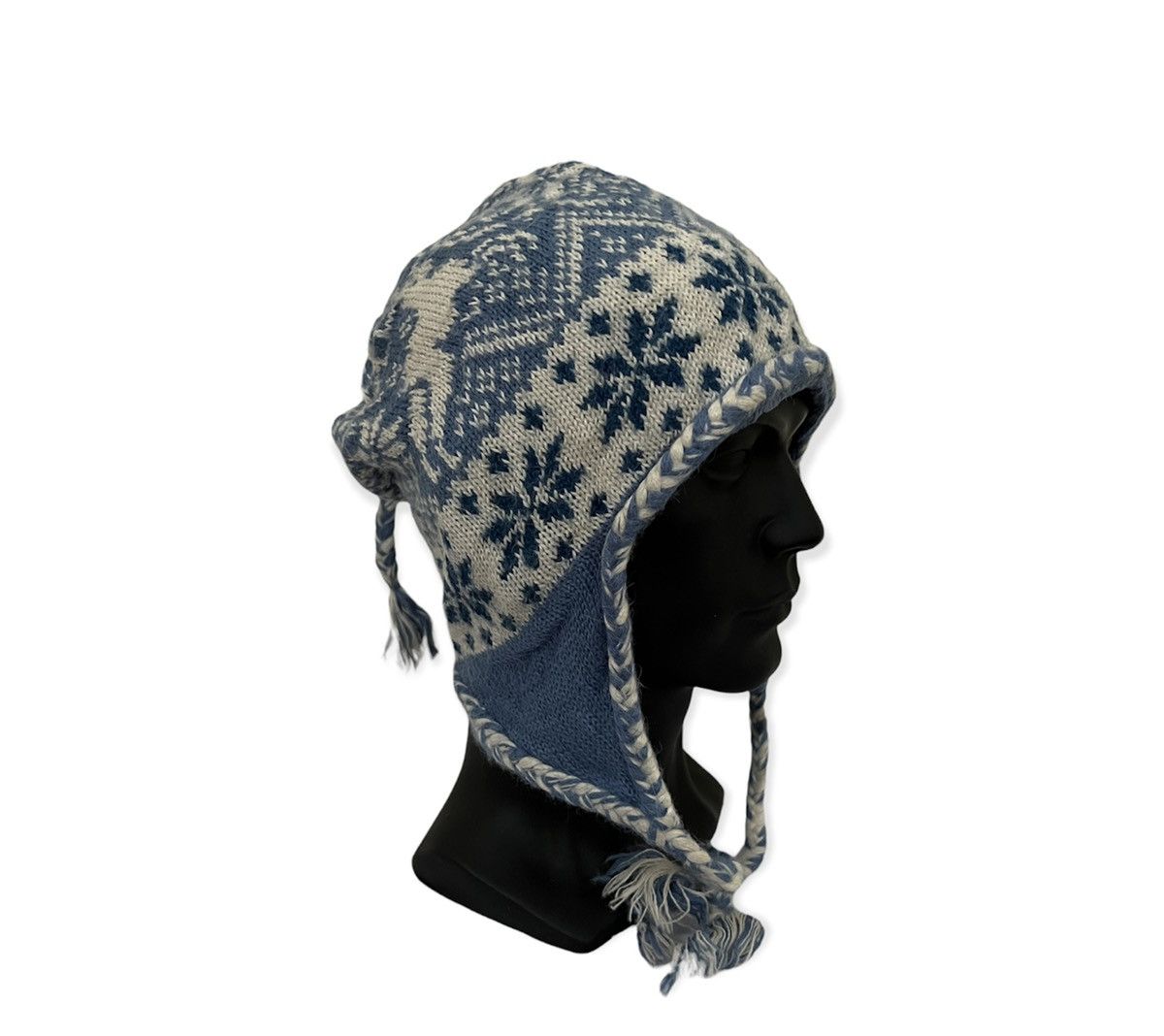 Vintage Vintage Knit Overprint Earflap Beanie Hat Size ONE SIZE - 1 Thumbnail