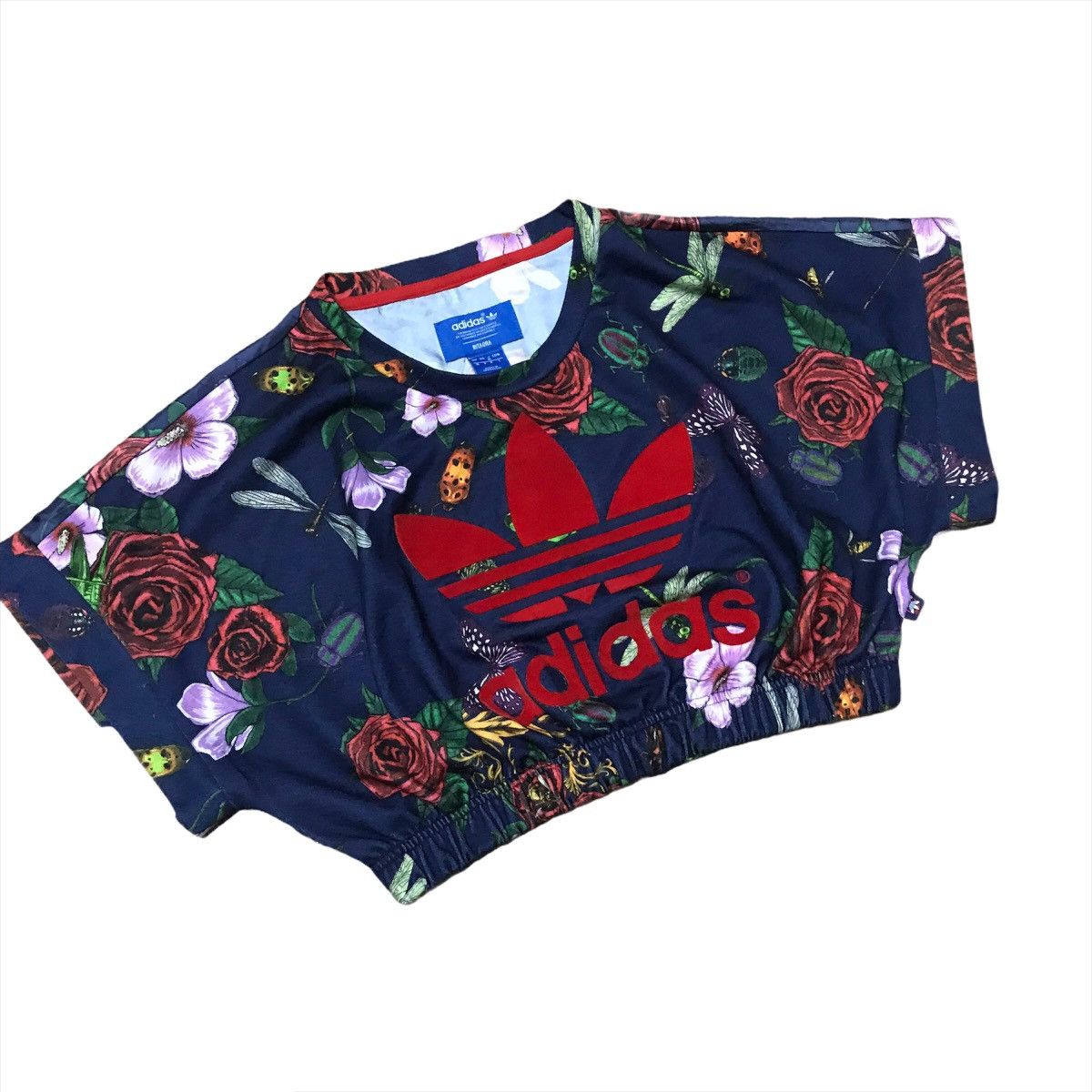Adidas Adias BigLogo Full Print Flower Short Tee Size M / US 6-8 / IT 42-44 - 2 Thumbnail