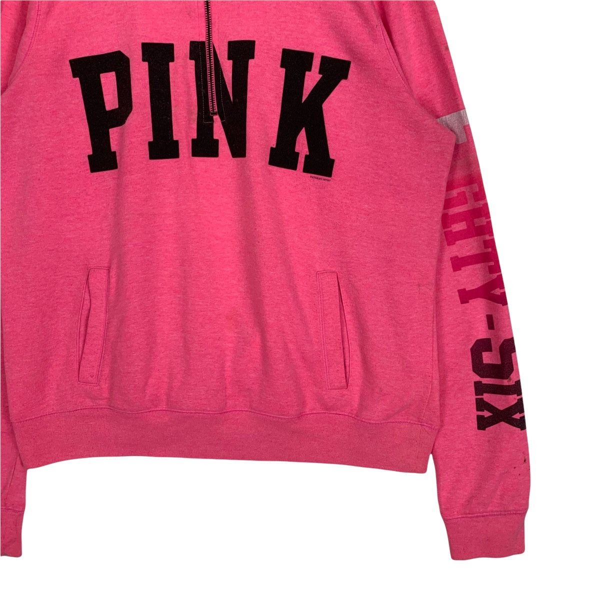 Vintage Vintage Pink Spellout Victoria Secret Half Zip Sweatshirt Size US L / EU 52-54 / 3 - 3 Thumbnail