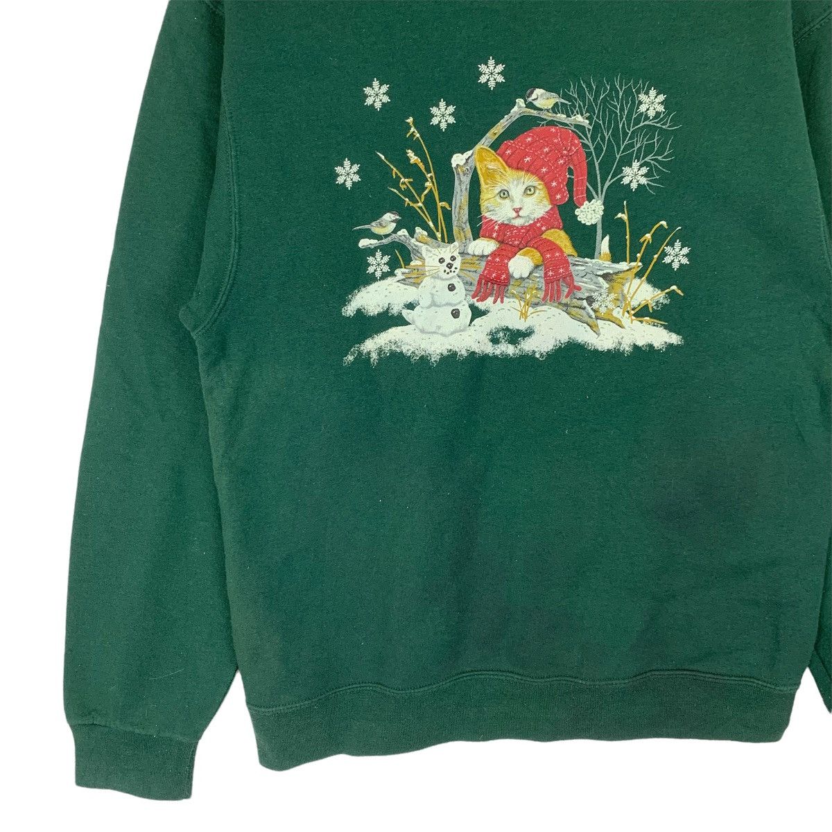 Vintage 90s Cat Snow Big Logo Crewneck Sweatshirt