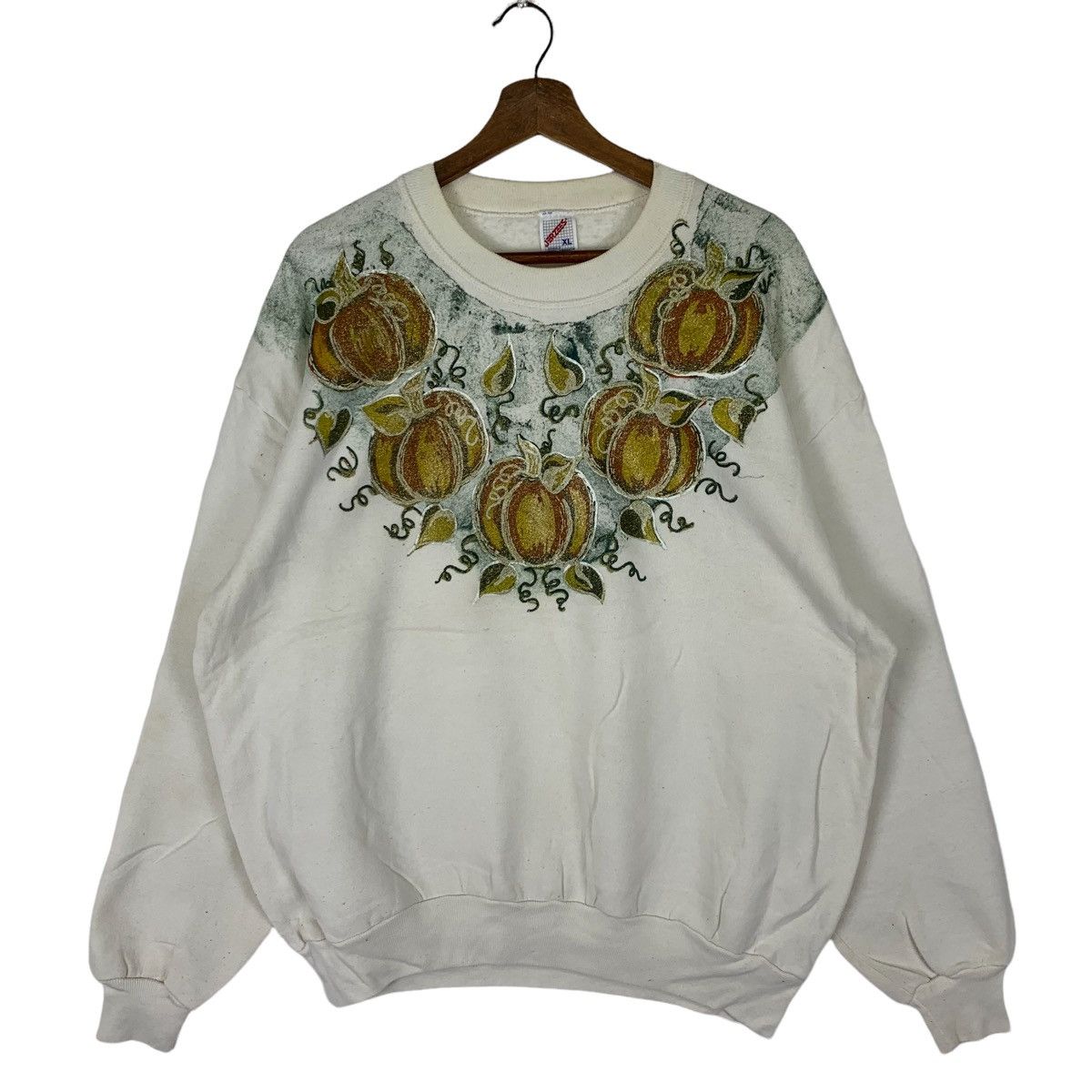 Jerzees Vintage 90s Pumpkin Handrawn Custom Made Crewneck Size US XL / EU 56 / 4 - 1 Thumbnail