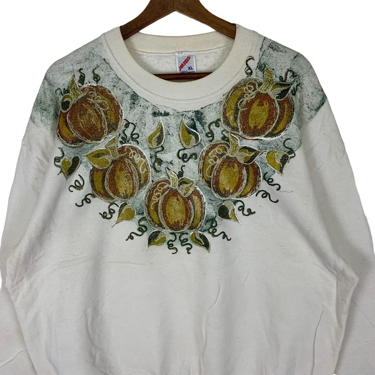 Jerzees Vintage 90s Pumpkin Handrawn Custom Made Crewneck Size US XL / EU 56 / 4 - 2 Thumbnail