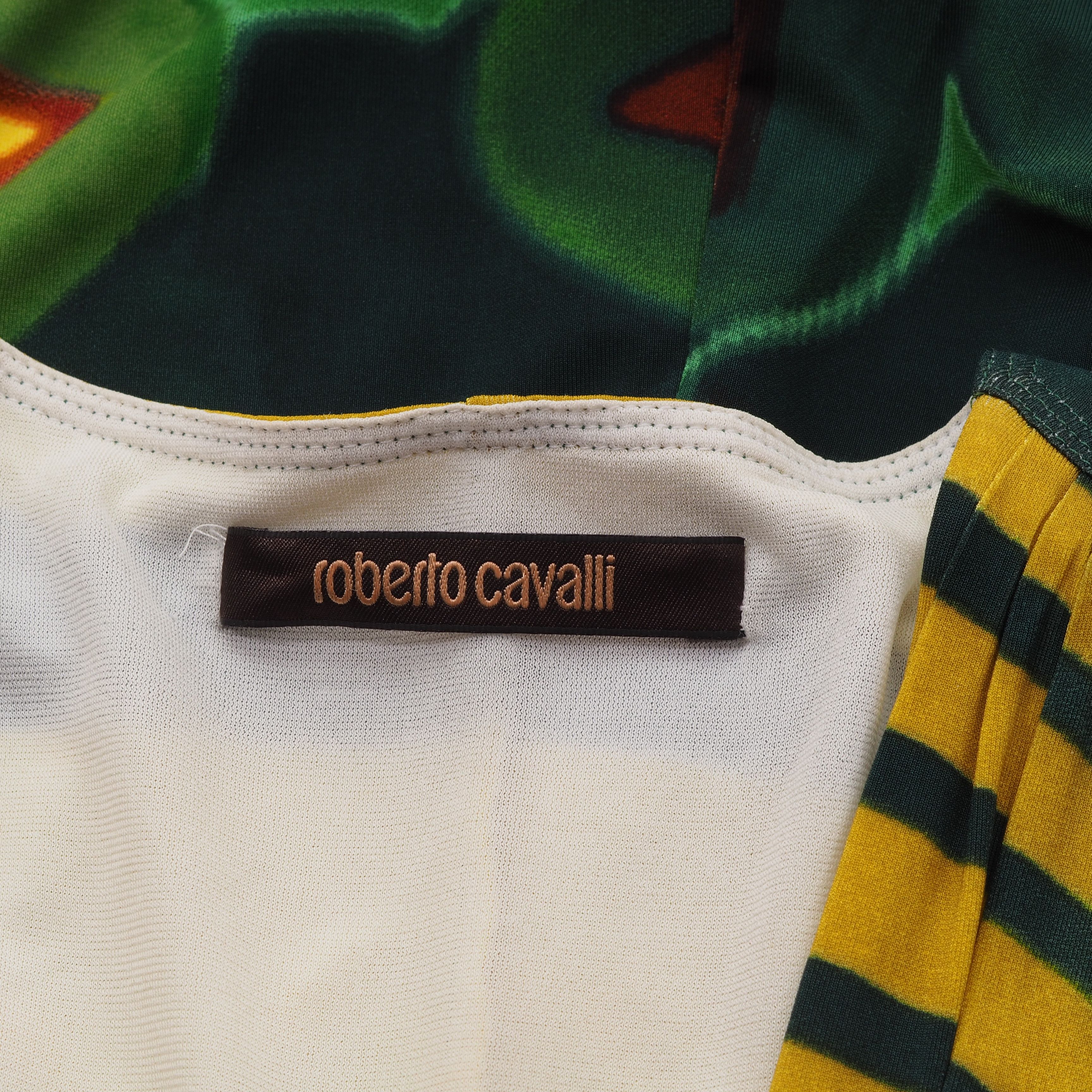 Roberto Cavalli Roberto Cavalli Women's Yellow Green Abstract Print Dress Size S / US 4 / IT 40 - 5 Thumbnail