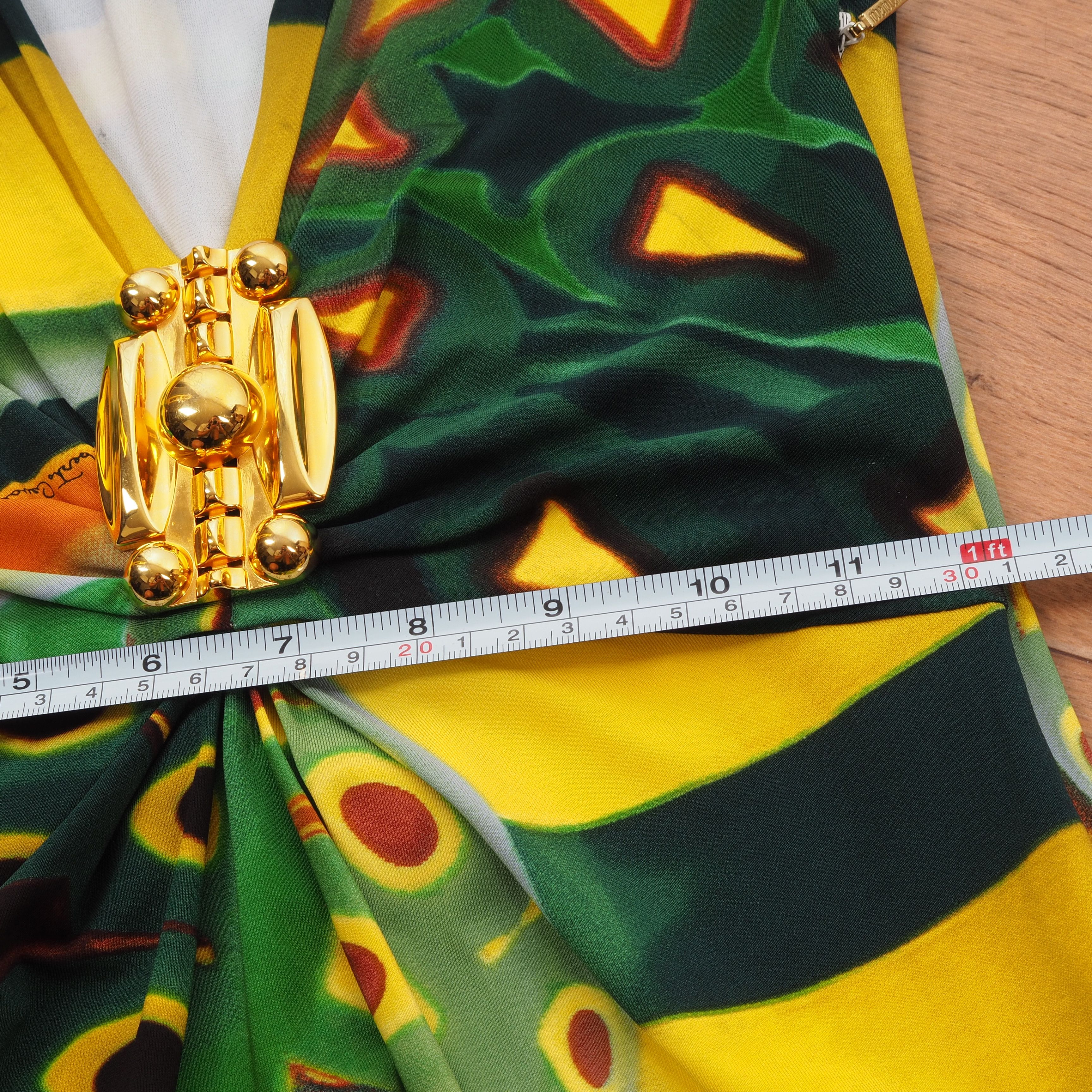Roberto Cavalli Roberto Cavalli Women's Yellow Green Abstract Print Dress Size S / US 4 / IT 40 - 10 Thumbnail