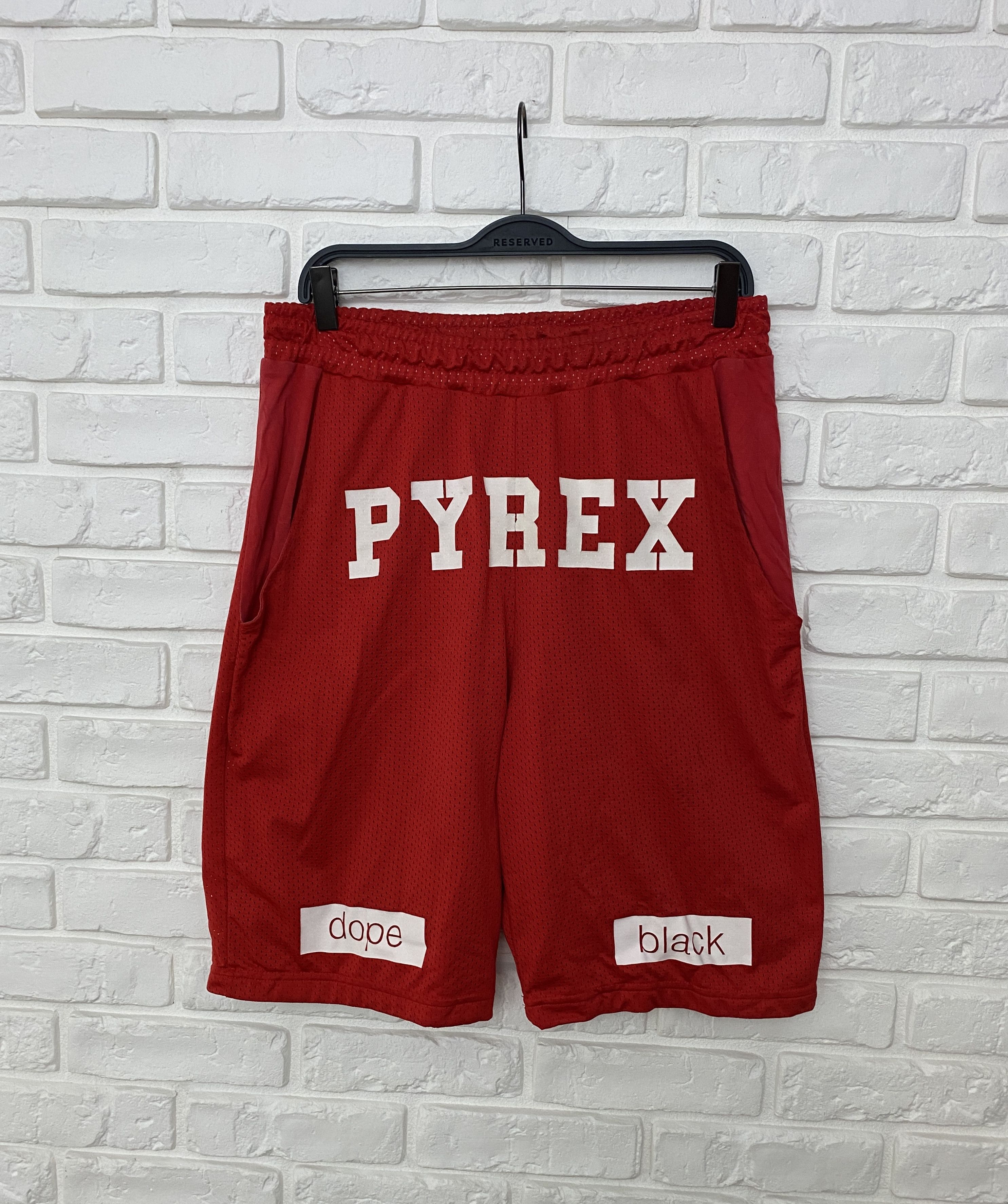 Pyrex Vision Shorts Virgil Abloh Khaki Dope Black Big Logo Size M