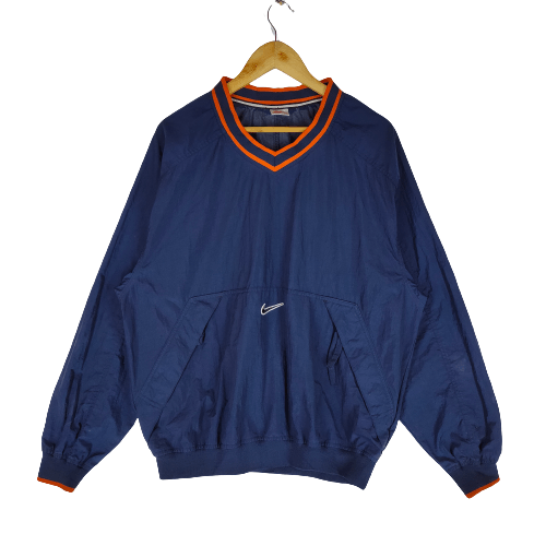 Nike Vintage 90s NIKE CENTER SWOOSH Vneck Polyester Sweatshirt Size US XL / EU 56 / 4 - 1 Thumbnail