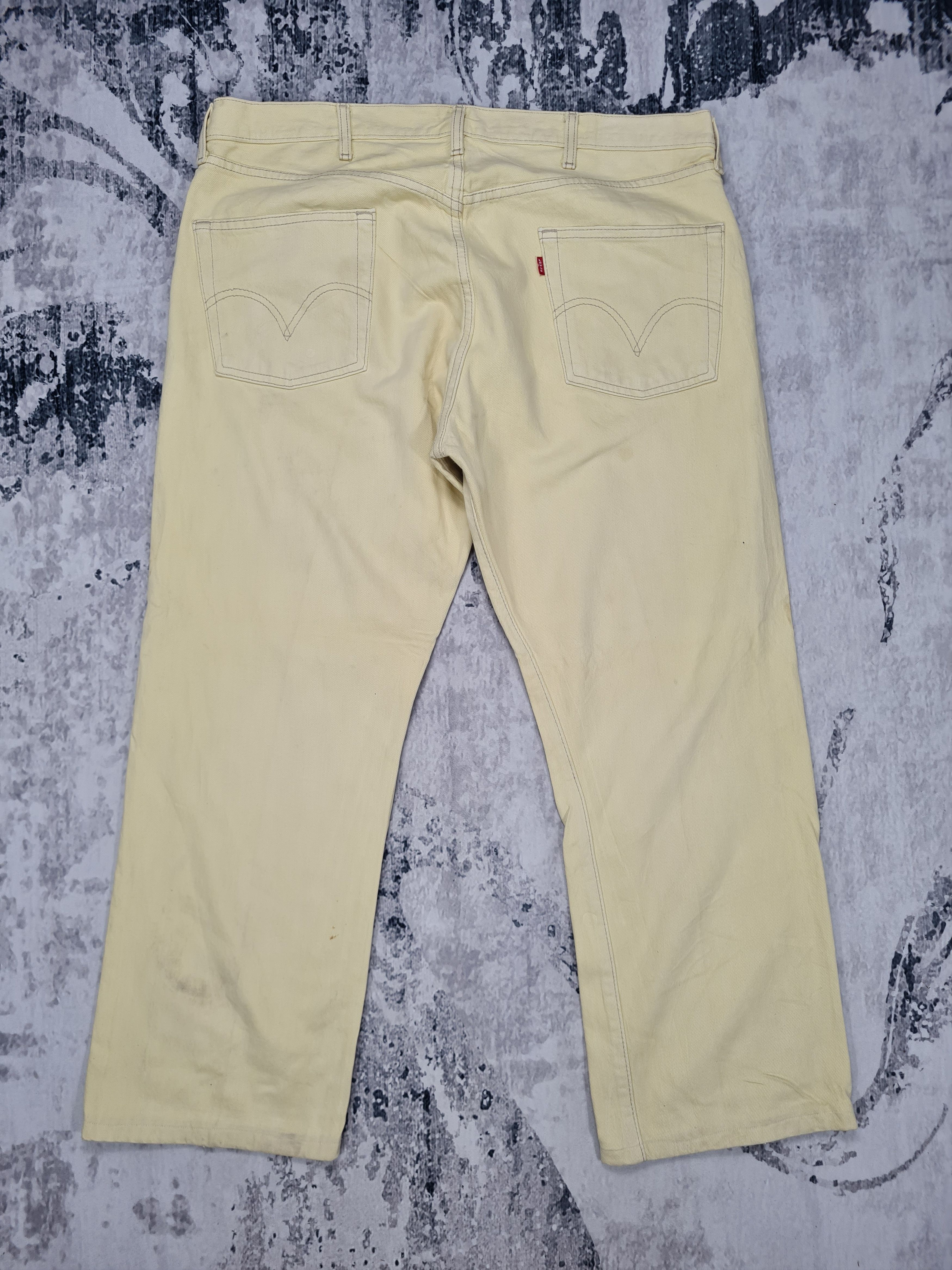 image of Vintage Levis 501 Light Wash Cream Size 41X29 Jeans L0250, Men's