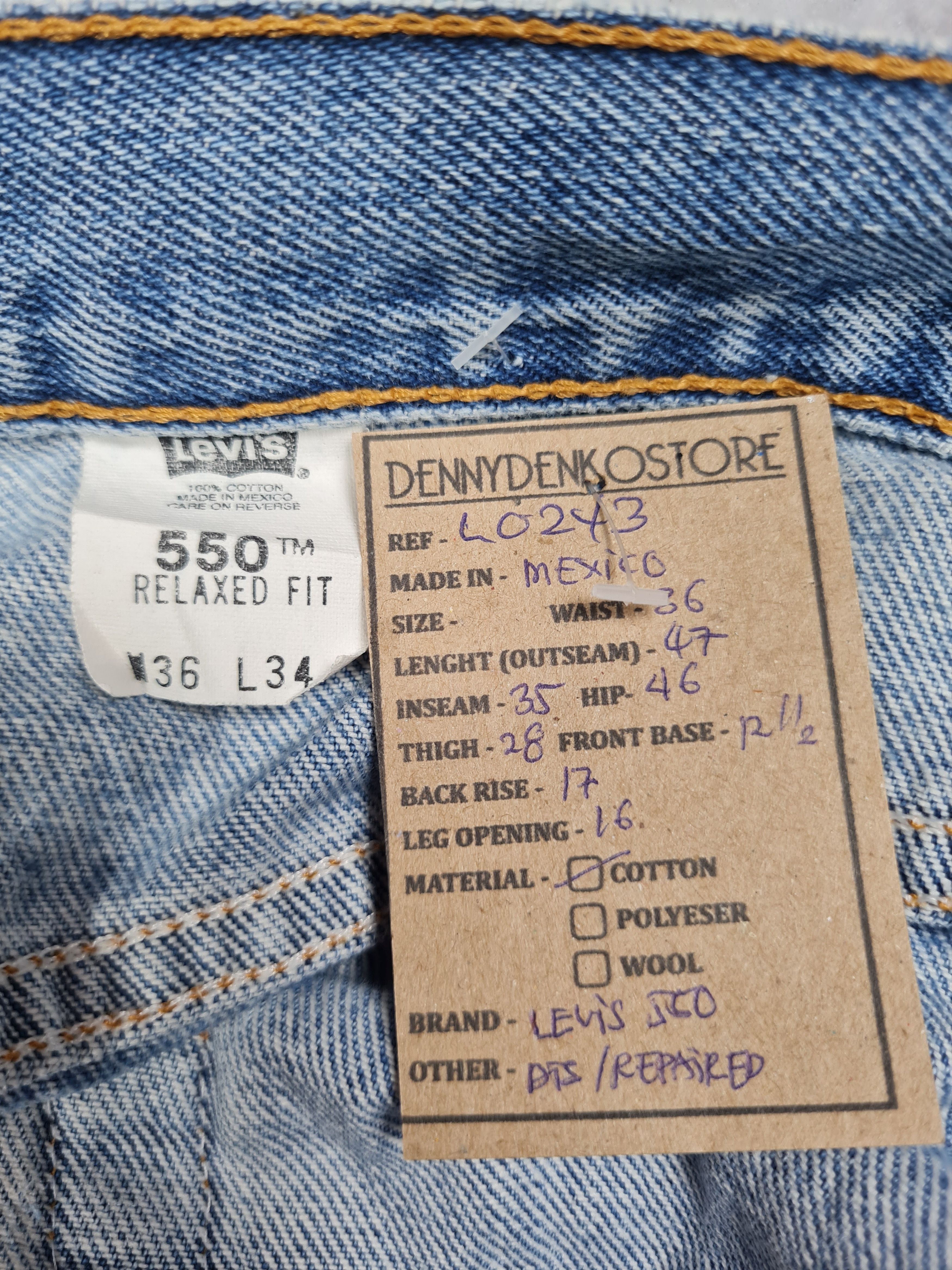 Levi's Vtg LEVIS 550 Medium Wash Distressed Size 36X35 Jeans L0243 Size US 36 / EU 52 - 10 Thumbnail