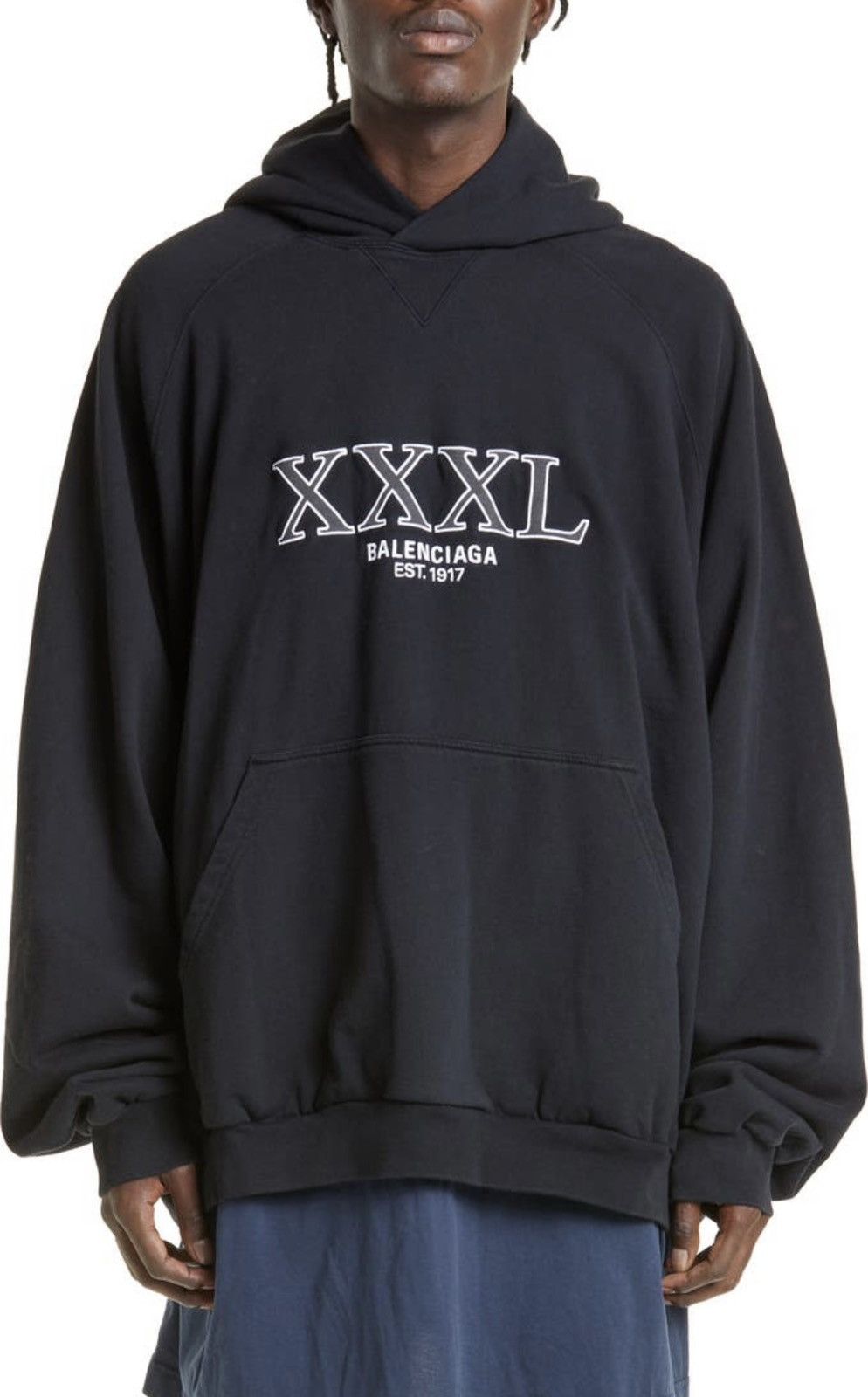 Balenciaga Oversized Jersey With Logo Embroidery Hoodie Black