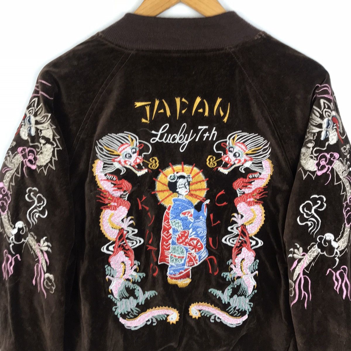 Japanese Brand × Vintage Vintage 90s SUKAJAN Giesha floral reversible velvet rayon Size US M / EU 48-50 / 2 - 5 Thumbnail