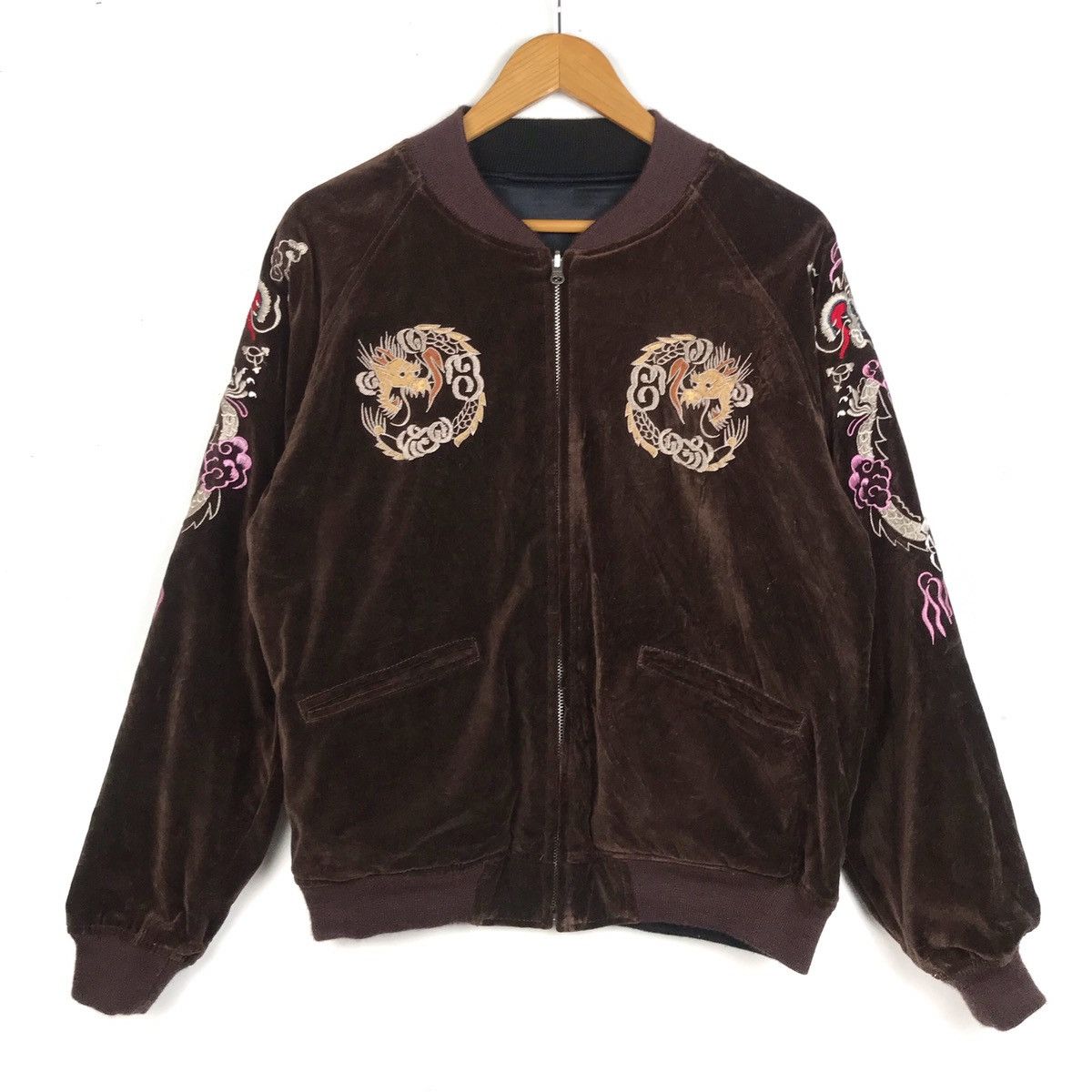 Japanese Brand × Vintage Vintage 90s SUKAJAN Giesha floral reversible velvet rayon Size US M / EU 48-50 / 2 - 2 Thumbnail