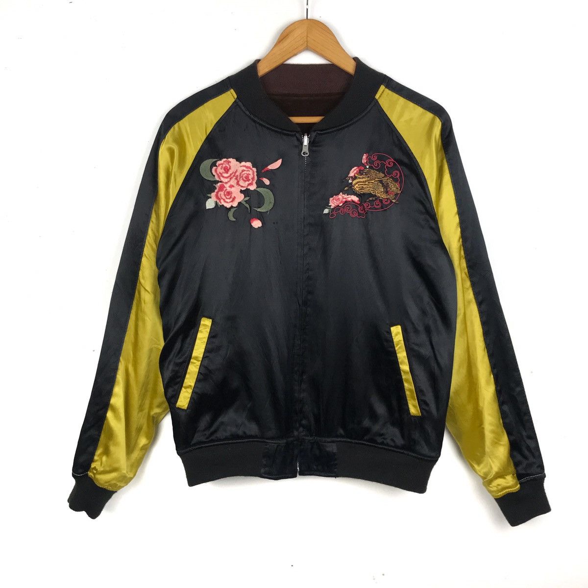 Japanese Brand × Vintage Vintage 90s SUKAJAN Giesha floral reversible velvet rayon Size US M / EU 48-50 / 2 - 4 Thumbnail