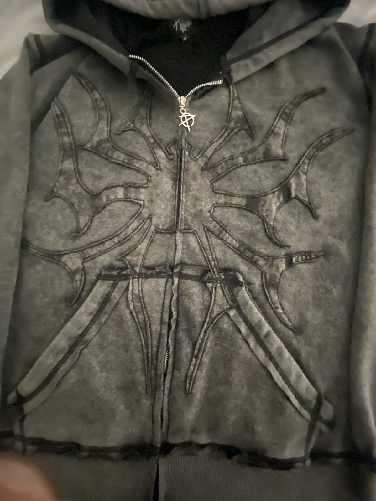 Streetwear Vintage Phantom troupe zip up washed black hoodie Grailed