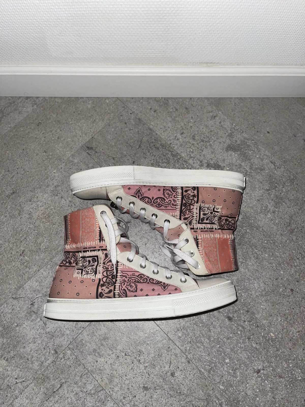 image of Amiri’S Bandana Reconstructed Sunset Pink Shoes in Salmon Pink, Men's (Size 11)