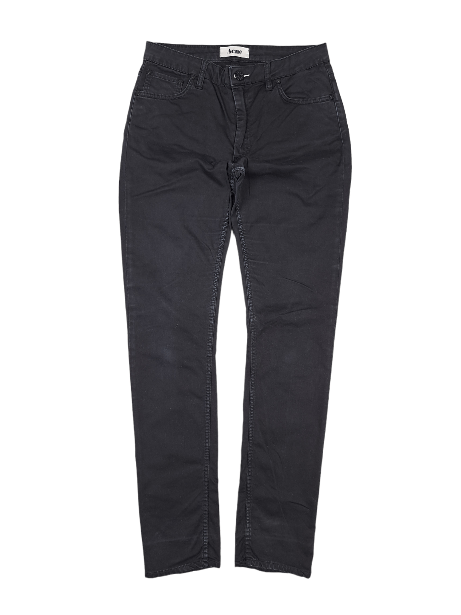 Acne Studios × Designer Acne 30/32 Flex S Satin Black Women Slim Black Denim Jeans Size 30" / US 8 / IT 44 - 2 Thumbnail