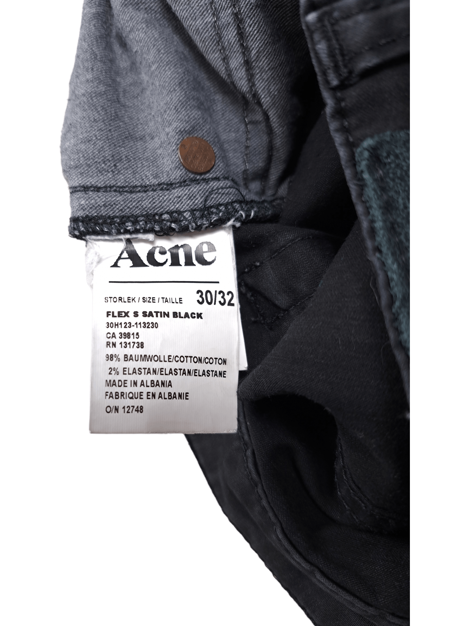 Acne Studios × Designer Acne 30/32 Flex S Satin Black Women Slim Black Denim Jeans Size 30" / US 8 / IT 44 - 6 Thumbnail