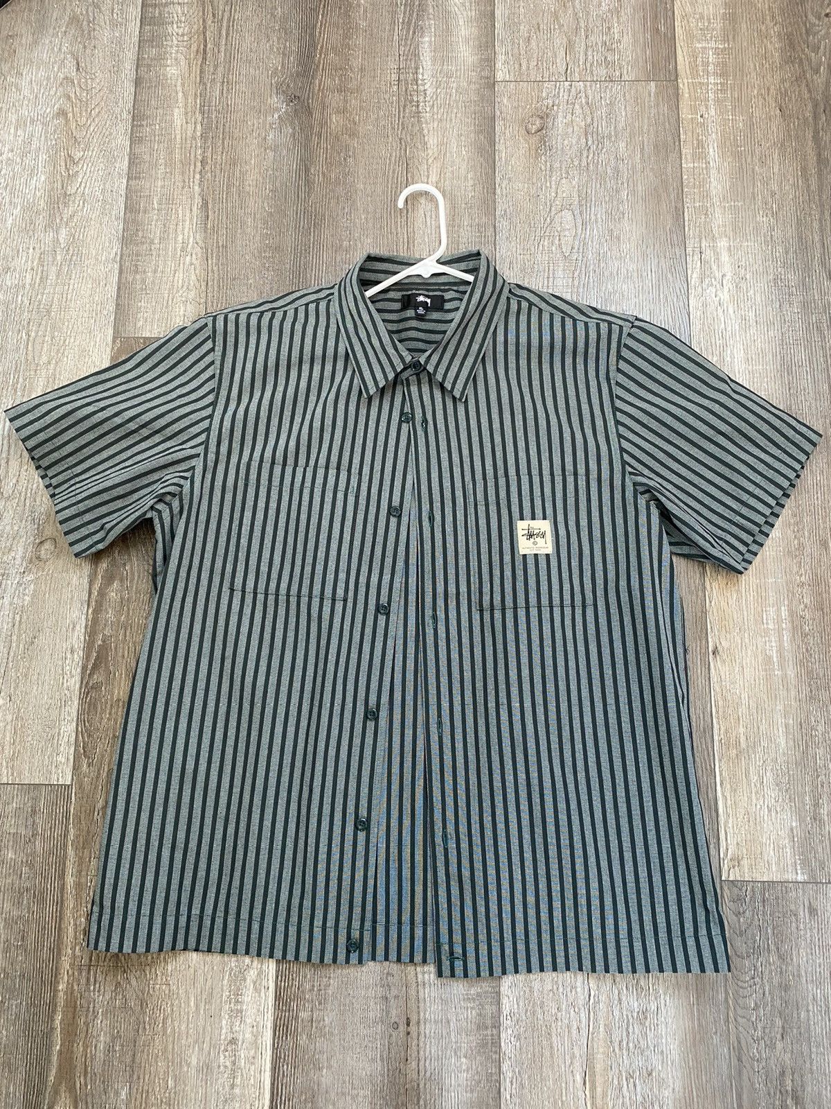 Stussy Striped Garage Shirt - grey (stripe)