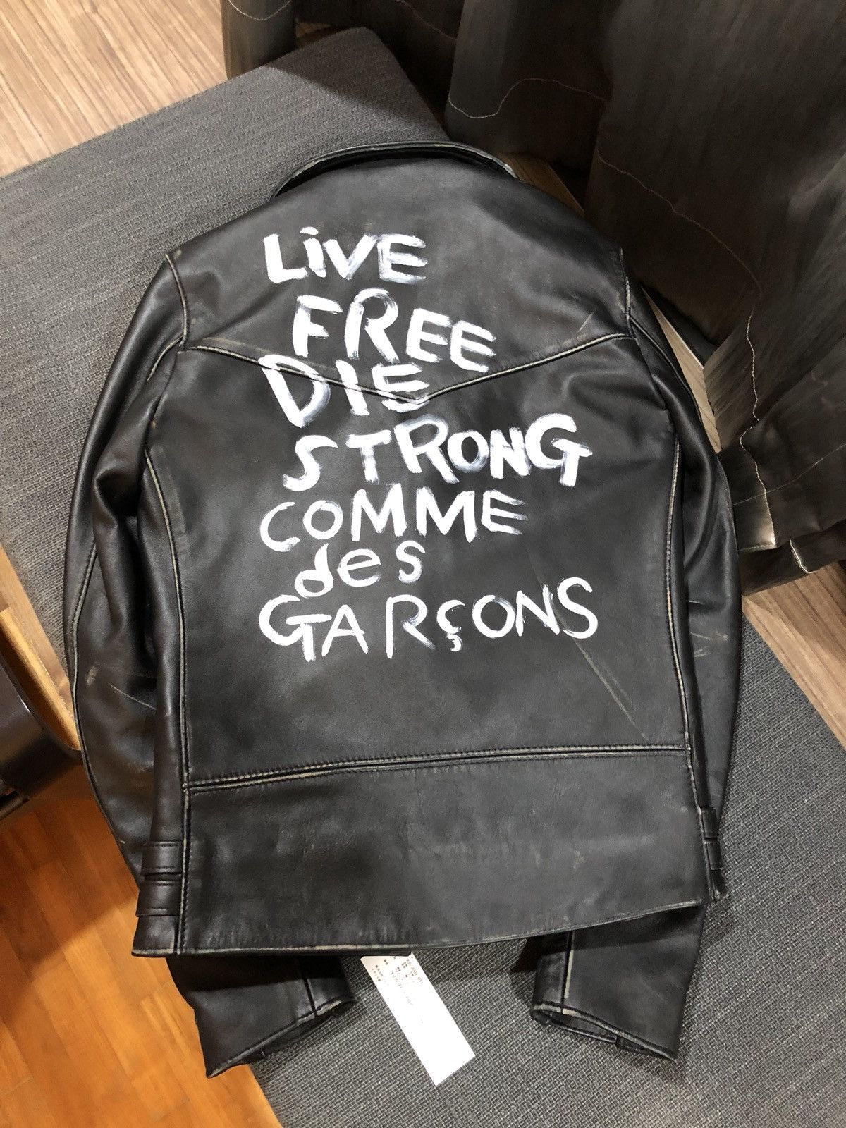 Comme des Garcons Lewis Leathers Live Free Die Strong Biker Jacket Grailed