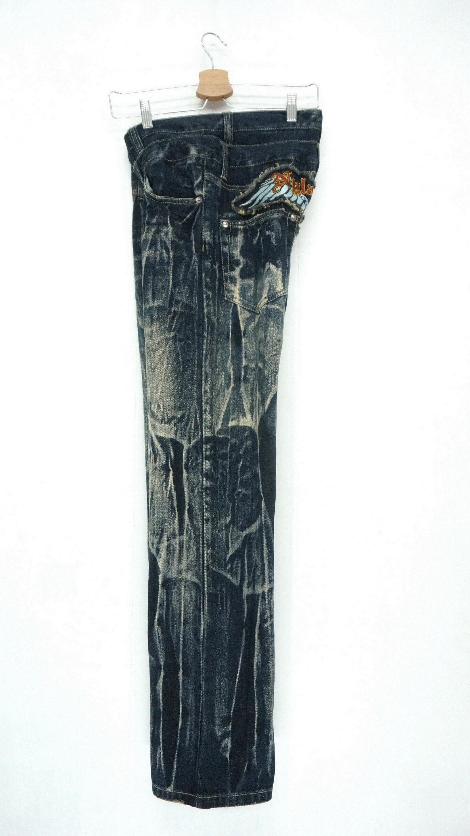 Japanese Brand Rare Vtg NYLAUS Double waist Acid Wash Spellout Emb Jeans Size US 32 / EU 48 - 3 Thumbnail