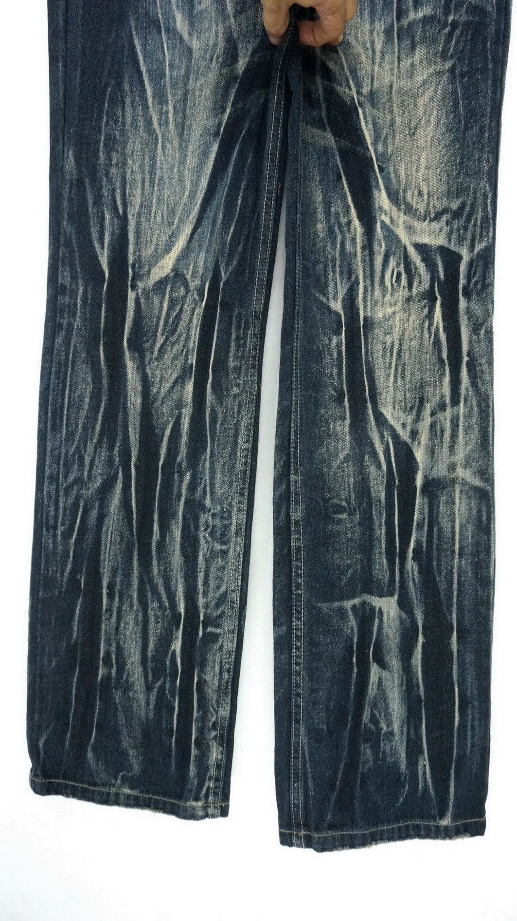 Japanese Brand Rare Vtg NYLAUS Double waist Acid Wash Spellout Emb Jeans Size US 32 / EU 48 - 7 Thumbnail