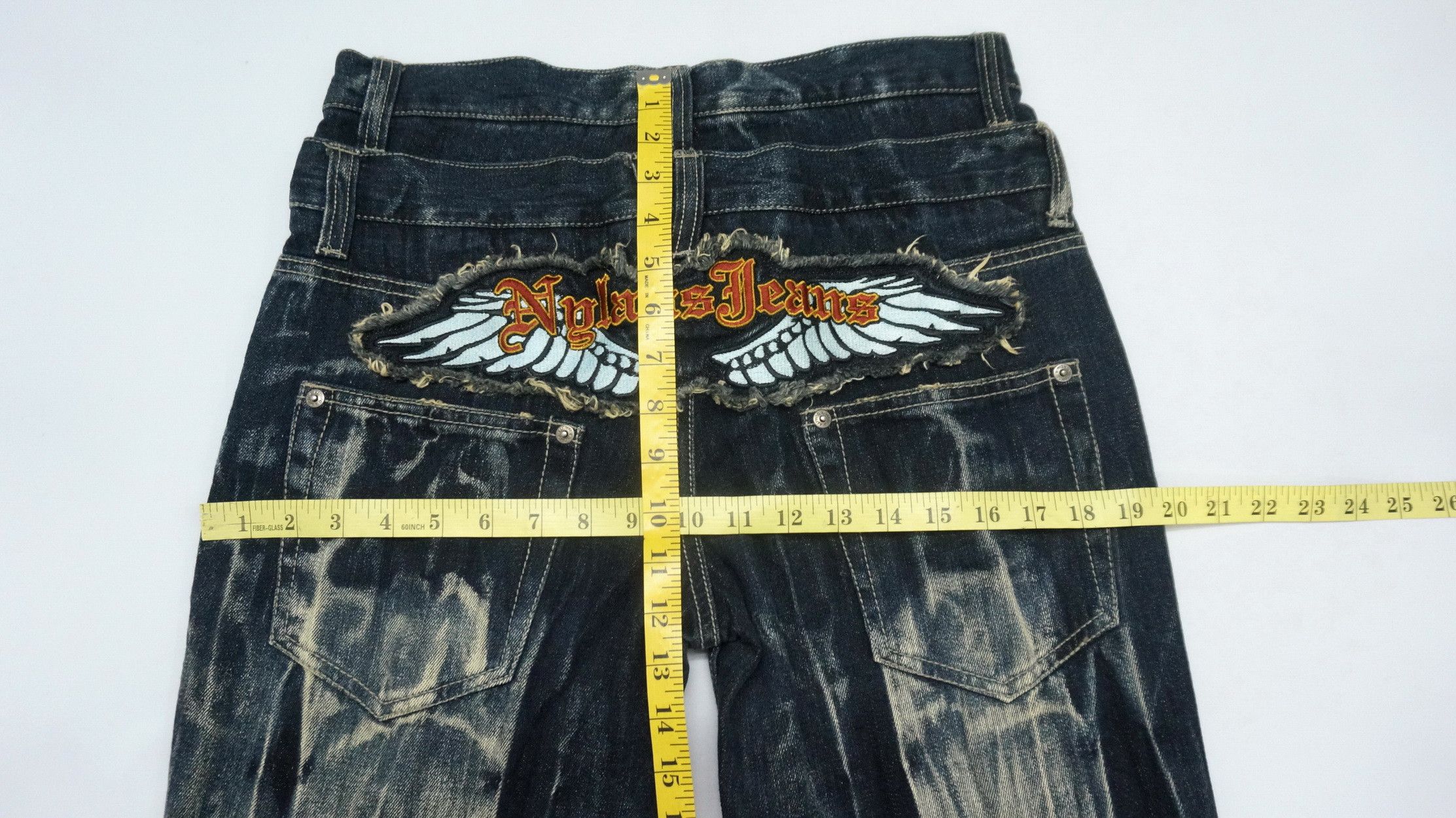 Japanese Brand Rare Vtg NYLAUS Double waist Acid Wash Spellout Emb Jeans Size US 32 / EU 48 - 13 Thumbnail