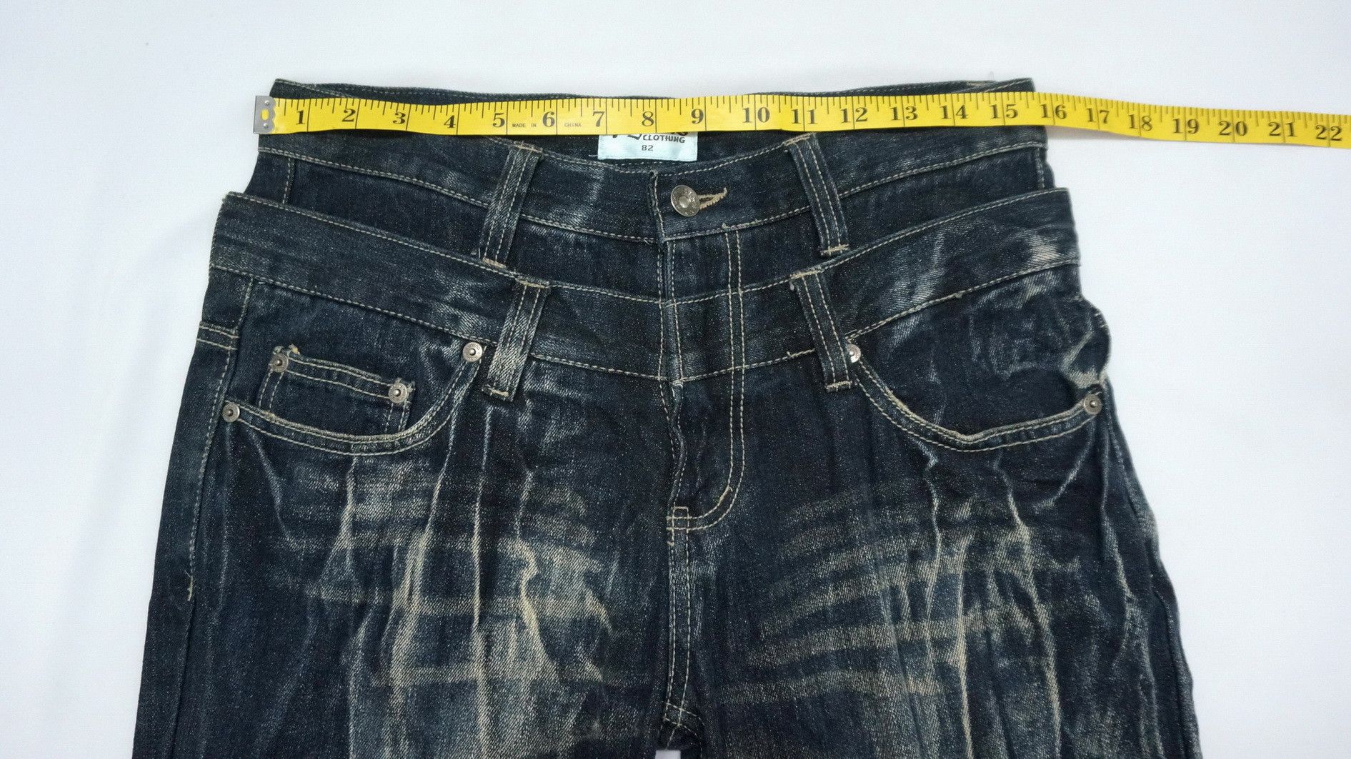 Japanese Brand Rare Vtg NYLAUS Double waist Acid Wash Spellout Emb Jeans Size US 32 / EU 48 - 9 Thumbnail