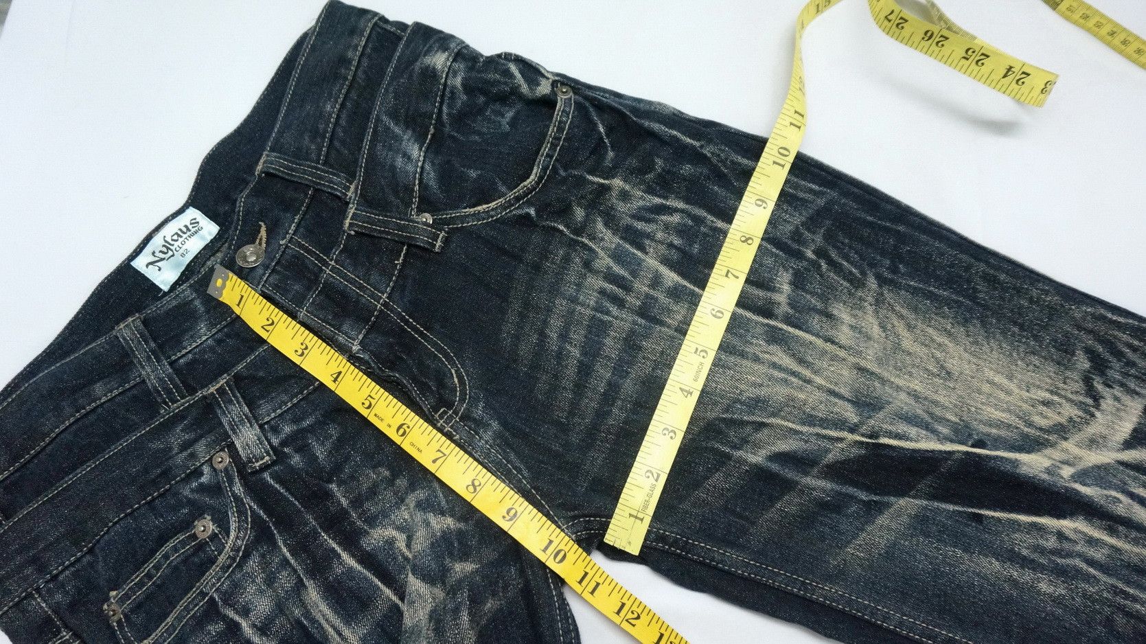 Japanese Brand Rare Vtg NYLAUS Double waist Acid Wash Spellout Emb Jeans Size US 32 / EU 48 - 10 Thumbnail
