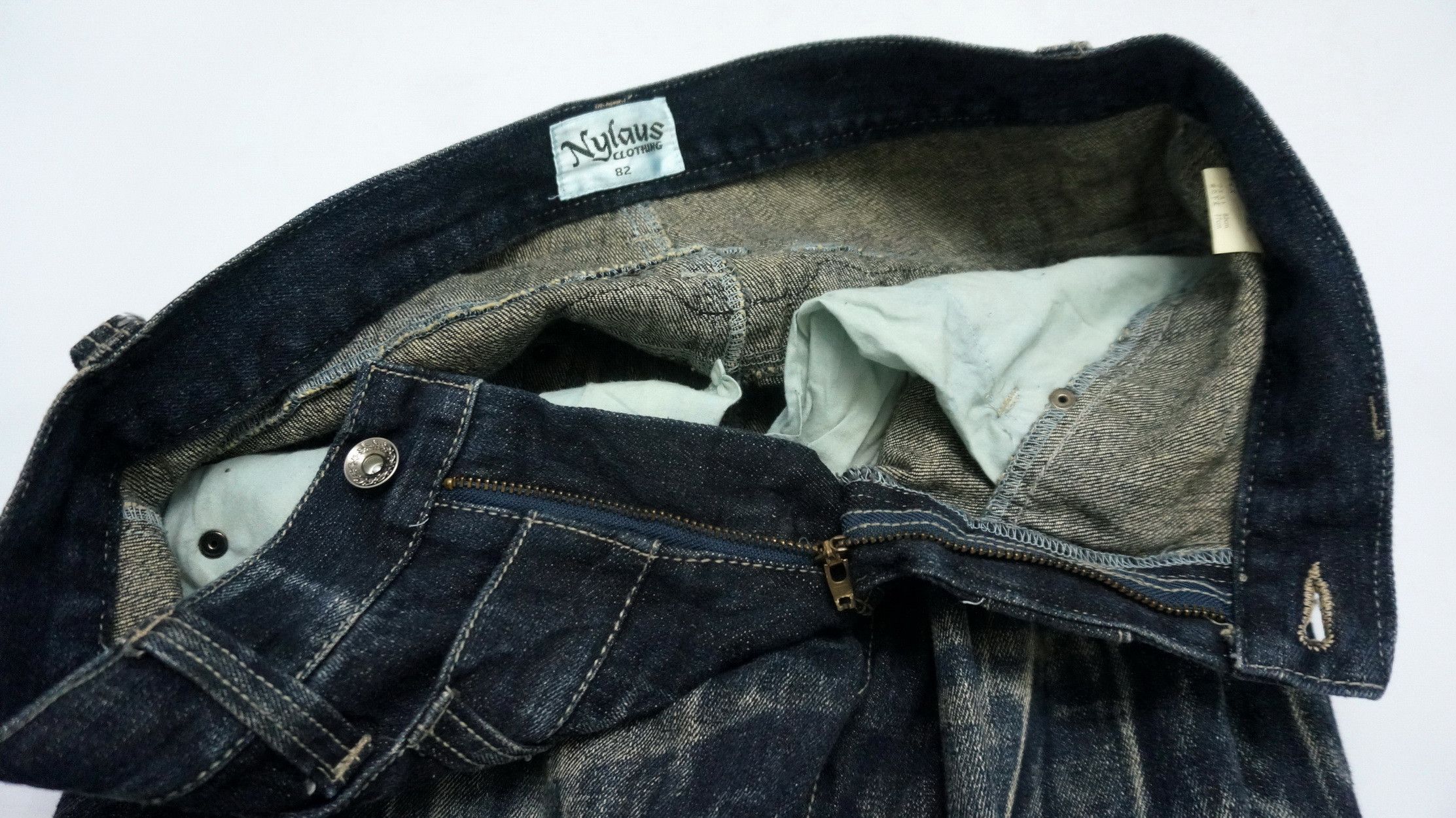 Japanese Brand Rare Vtg NYLAUS Double waist Acid Wash Spellout Emb Jeans Size US 32 / EU 48 - 14 Thumbnail