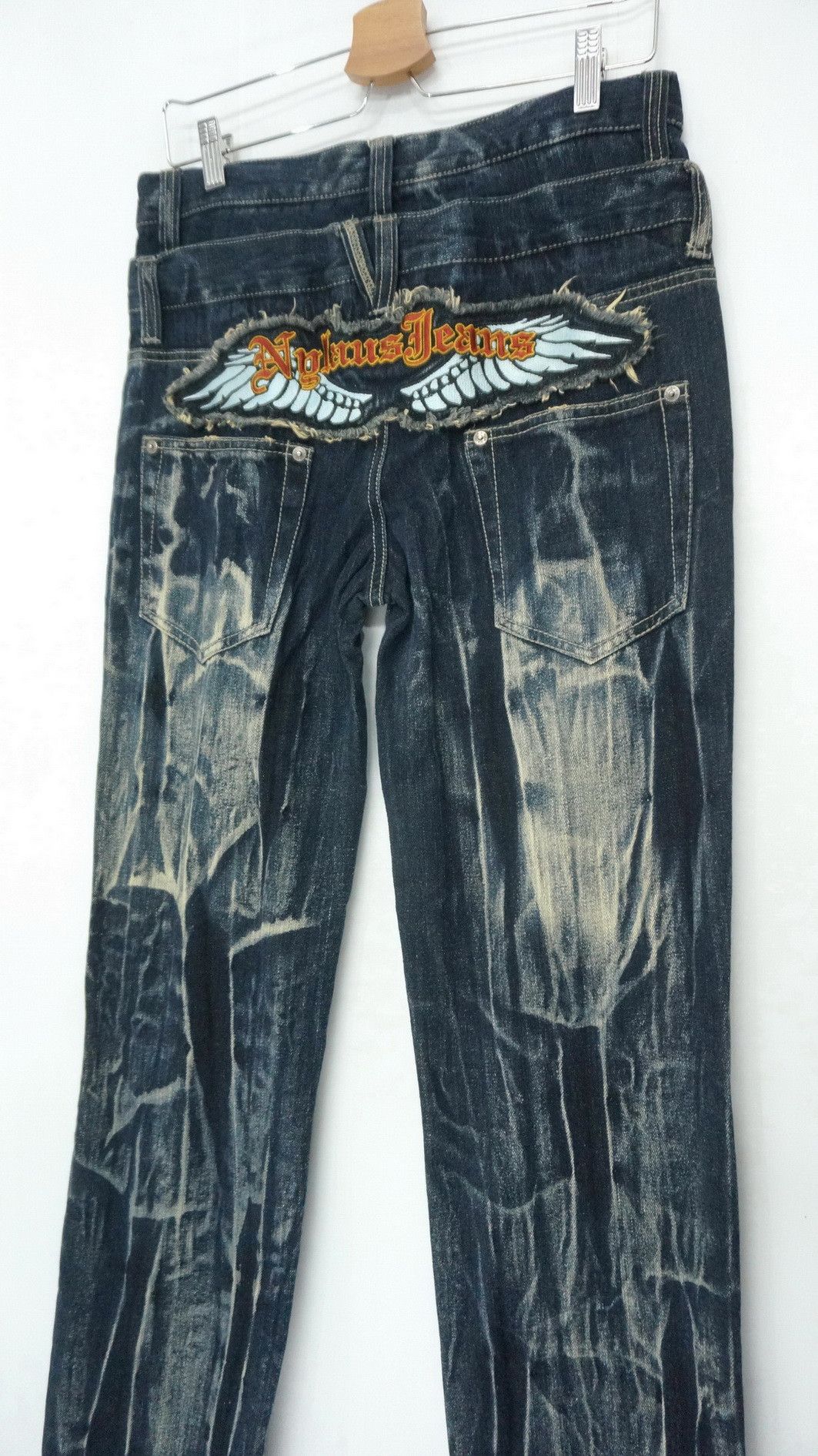 Japanese Brand Rare Vtg NYLAUS Double waist Acid Wash Spellout Emb Jeans Size US 32 / EU 48 - 19 Thumbnail