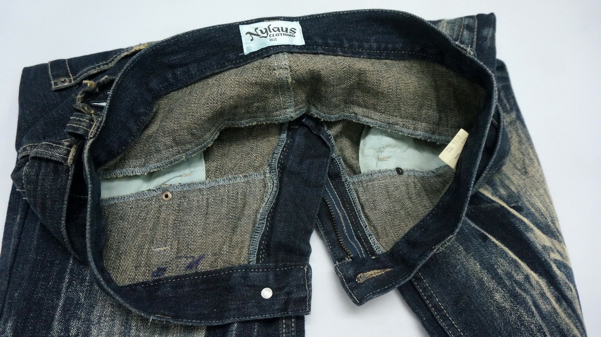 Japanese Brand Rare Vtg NYLAUS Double waist Acid Wash Spellout Emb Jeans Size US 32 / EU 48 - 18 Thumbnail