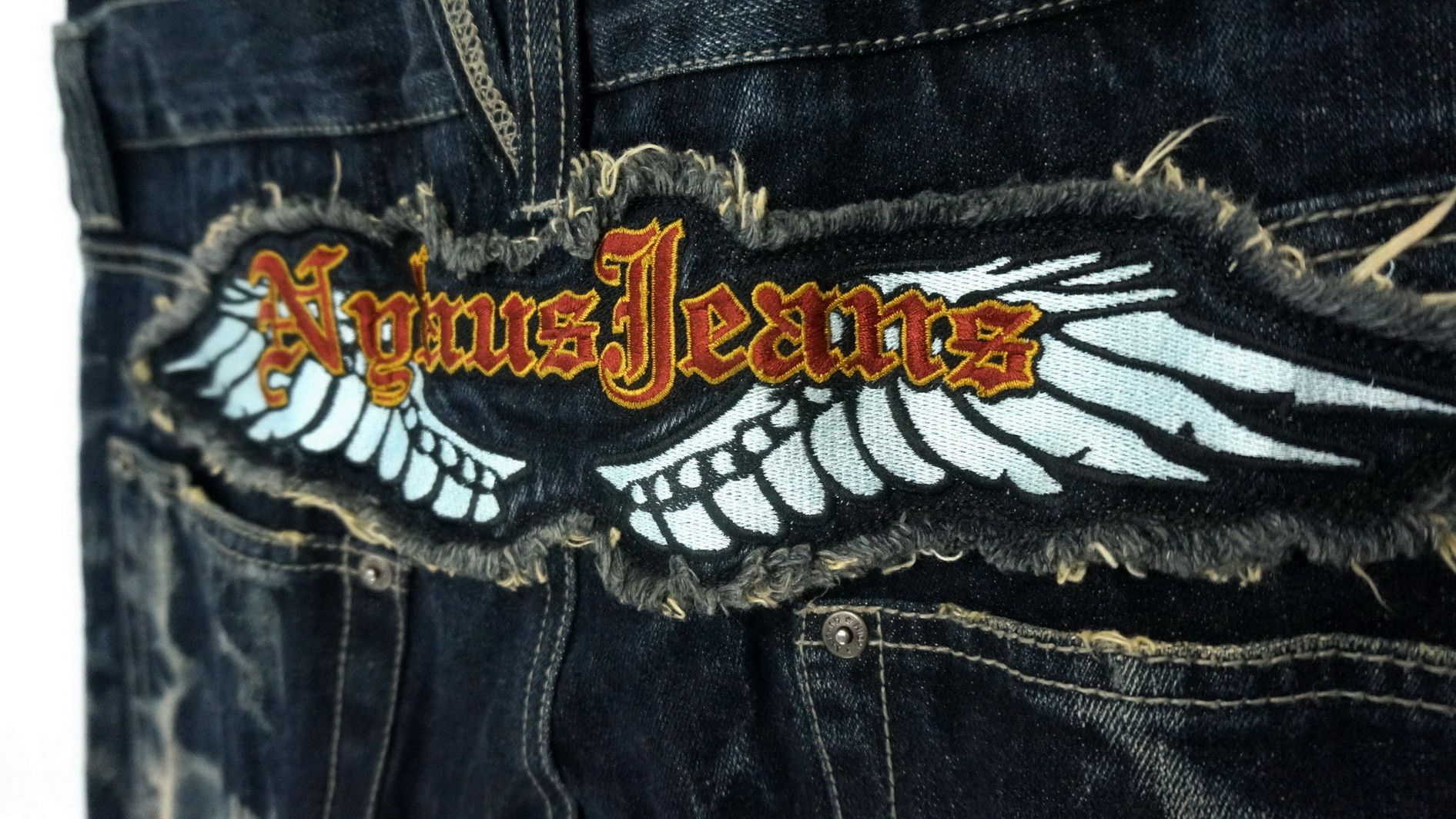 Japanese Brand Rare Vtg NYLAUS Double waist Acid Wash Spellout Emb Jeans Size US 32 / EU 48 - 8 Thumbnail